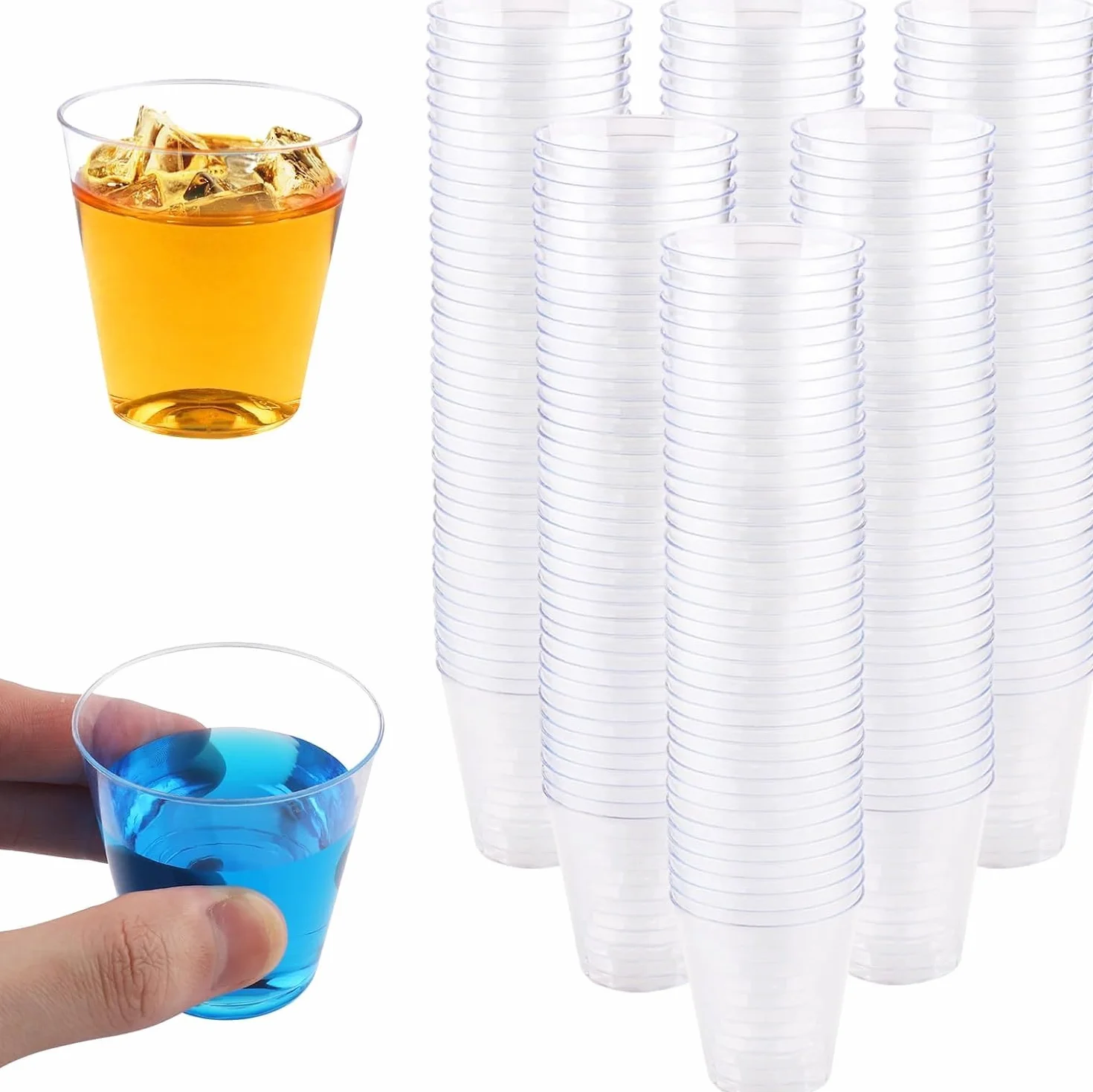 Bicchieri Plastica Trasparente 30ml 200 Pezzi Riutilizzabili per Liquore Shot Feste