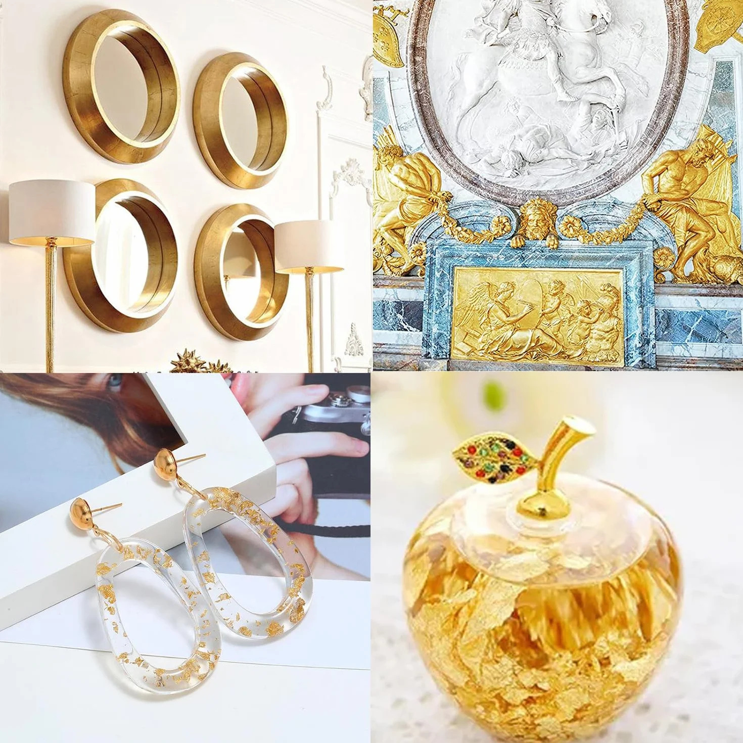 Fogli di Foglia Oro,100 Pezzi di Lamina D'oro,Foglia D'oro, 8cm x 8,5cm,Ideali per Doratura, Artigianato, Progetti Artistici e Decorazioni,