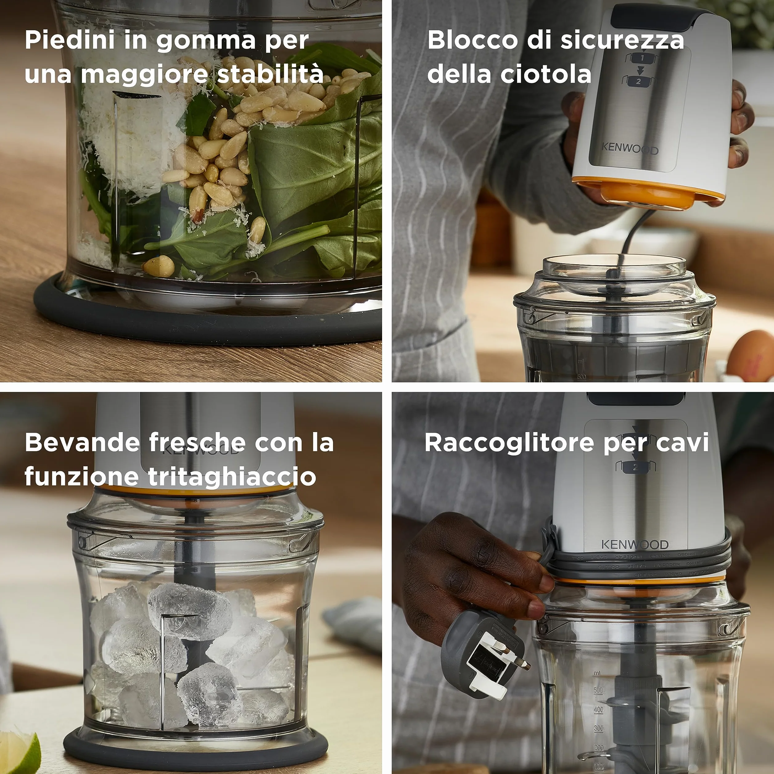 Kenwood Chopper CHP61.100WH 500W 0.5L 2 velocità Sistema a quattro lame Bianco/Silver