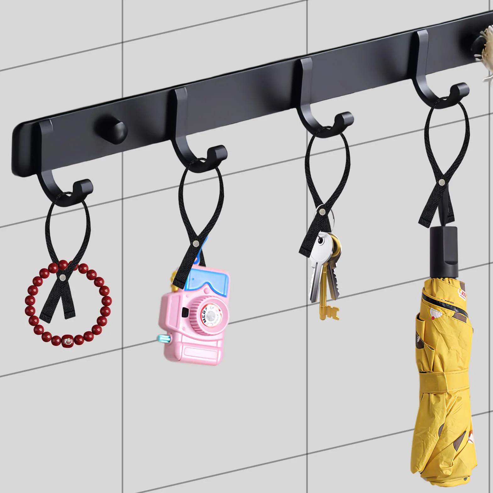 Ganci per Tessuti Senza Cuciture 16 Pezzi 15x1.2cm Chiusura a Bottone Nero