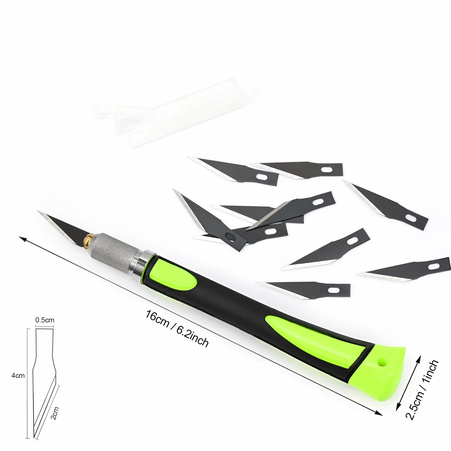 EHDIS Taglierino di Precisione con 10 Lame di Olio Antiruggine, Bisturi Modellismo di Gomma Antiscivolo, Cutter di Precisione, per Lavoro Artistico Taglio, Scultura, verde