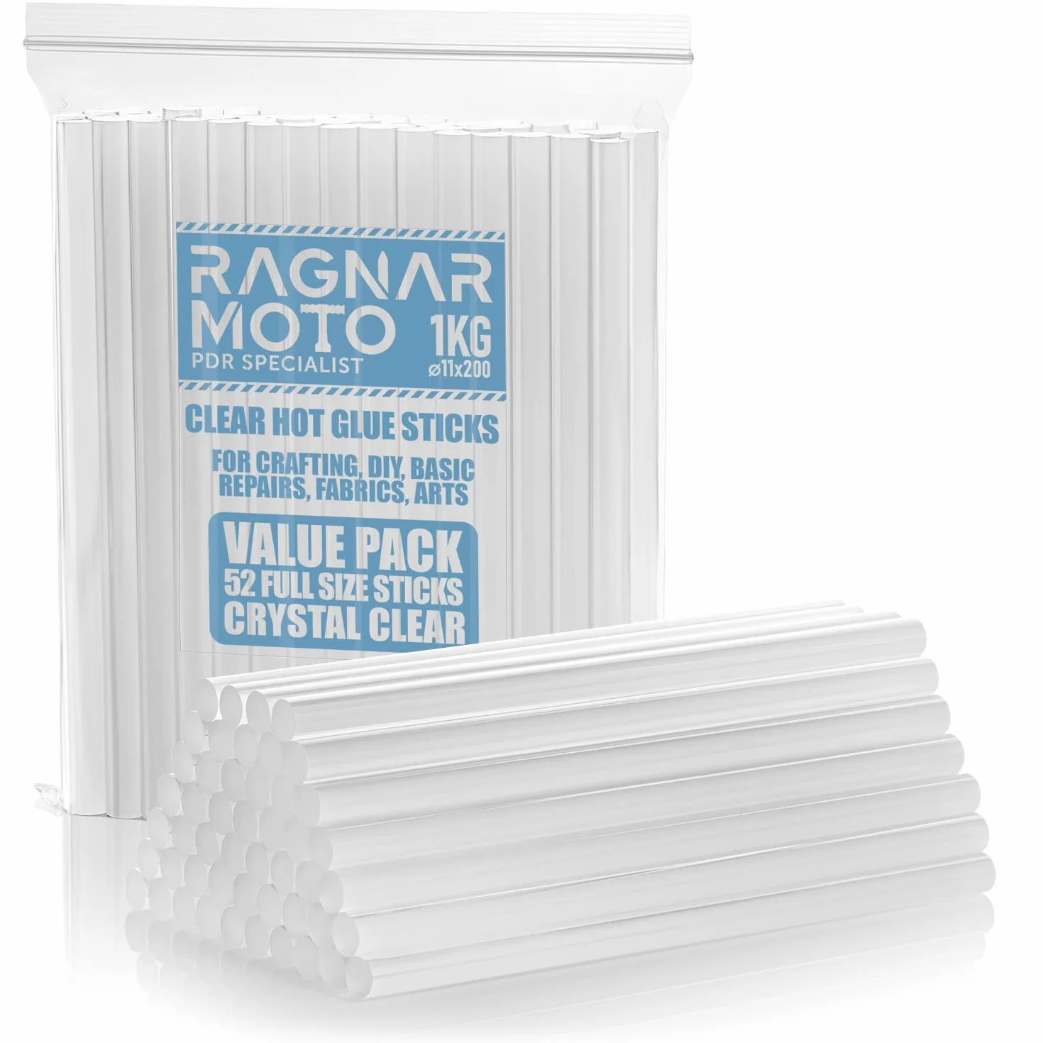 Colla a Caldo Trasparente 1 kg, Universali Colla Ricariche Ø 11mm x 200mm, Colla Forte per le Pistole di Colla a Caldo 11mm più Comuni, per fai da te, Artigianato