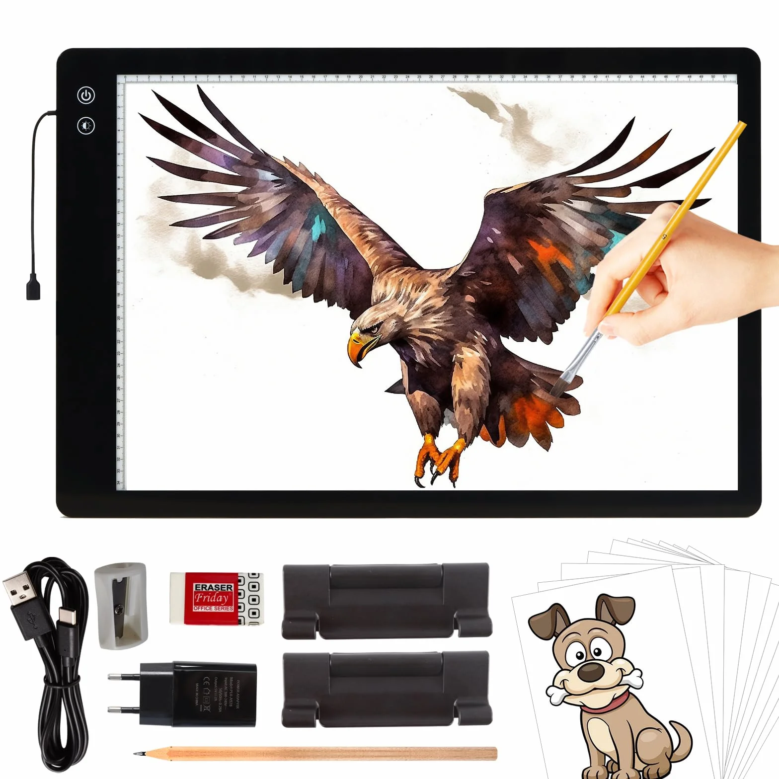 TOHETO Aggiornato A2 Ricaricabile Lavagna Luminosa per Disegnare, 5200mAh Batteria Alimentata Grande LED Tracing Light Pad Board Box per la Pittura di Diamante, Disegno Del Tatuaggio, Schizzi