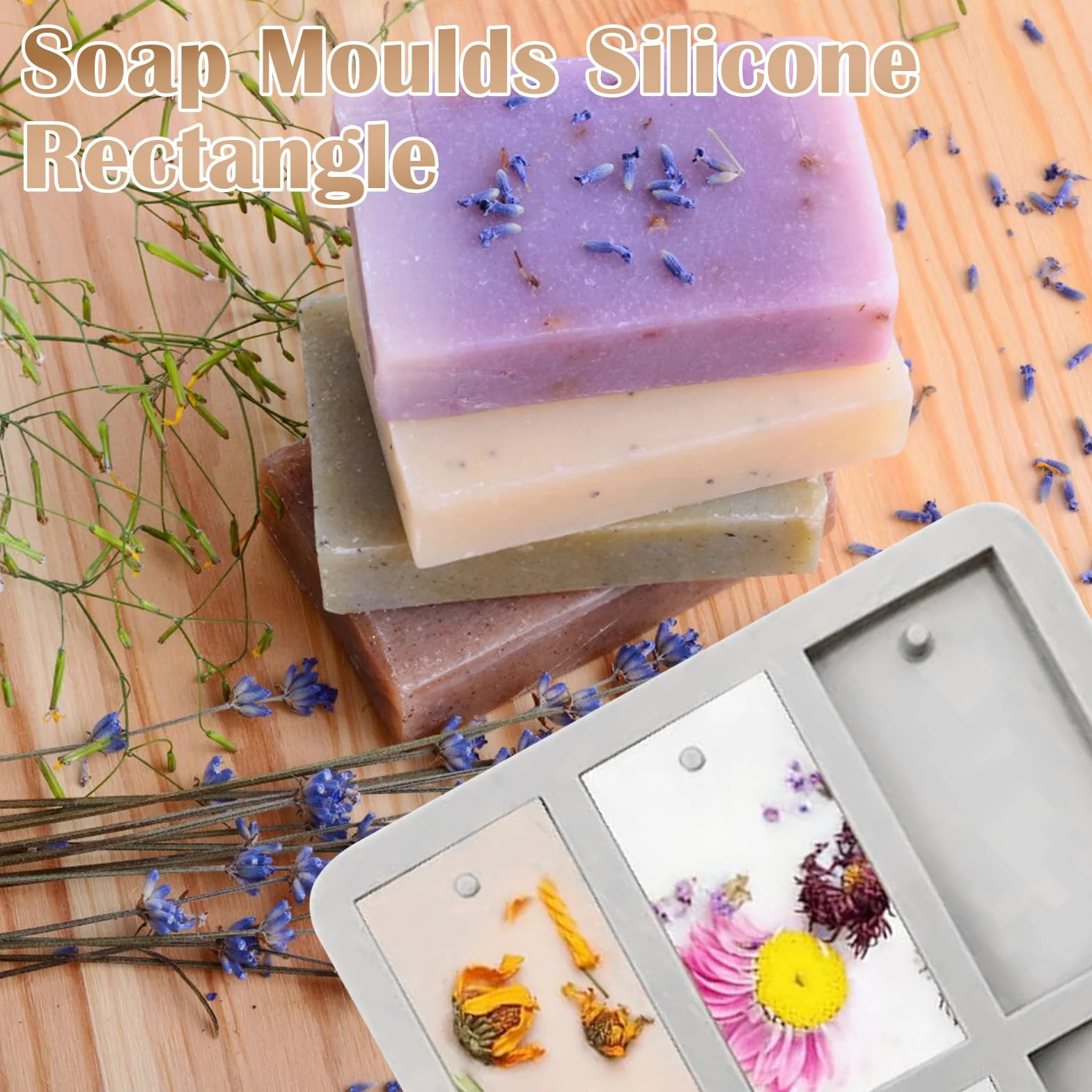 Stampi per Sapone, Stampo Silicone Rettangolare, 2 Pezzi Stampo per Sapone 6 Cavità Rettangolari, Riutilizzabile, Per Saponi, Cupcake, Cioccolatini, Biscotti, Cubetti di Ghiaccio