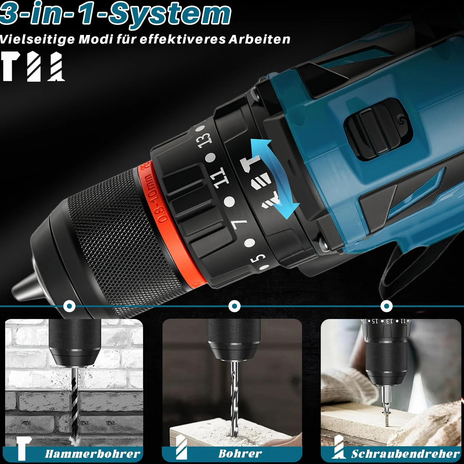 Trapano avvitatore a batteria brushless, trapano a percussione 21V, 70 Nm,con 2 2,0 Ah batterie, 25+3 impostazioni di coppia, 2 velocità, luce LED, avvitatore elettrico Ideale per forare e avvitare