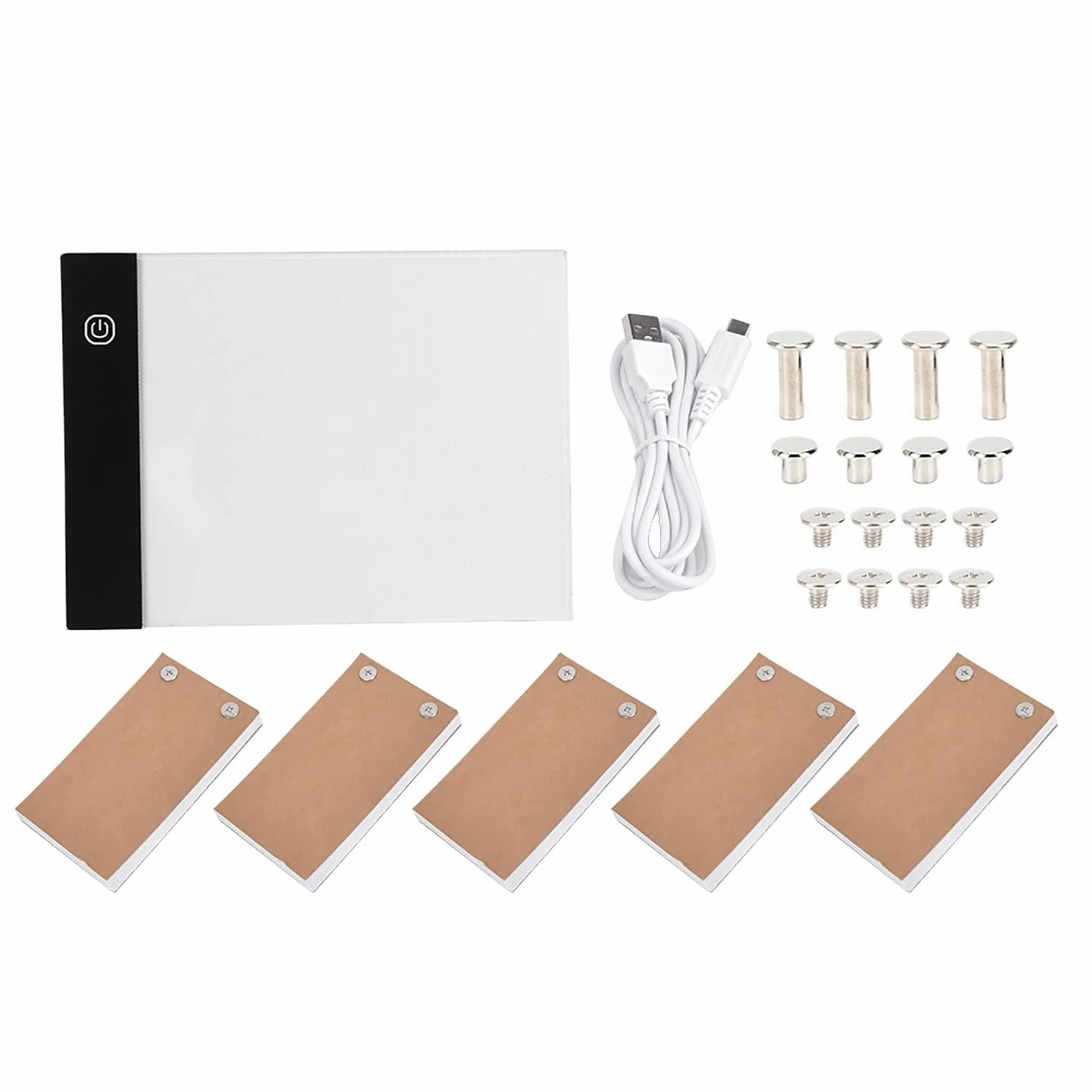 Kit Flip Book A6 con Pad Luminoso LED, Scatola Luminosa per Disegnare e Ricalcare, Set per Animazione con Viti di Rilegatura