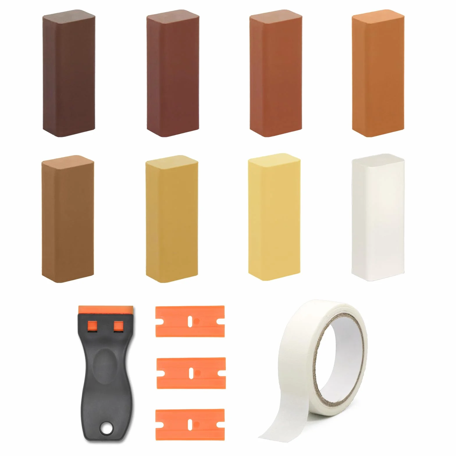 8 Colori Stucco per Legno con Tonalità Marroni Comuni del legno, Cera per Legno ad Alta Durezza e Resistenza, Stucco per Legno Riempitivo per Laminato, Marmo, Piastrelle, PVC, Mobili