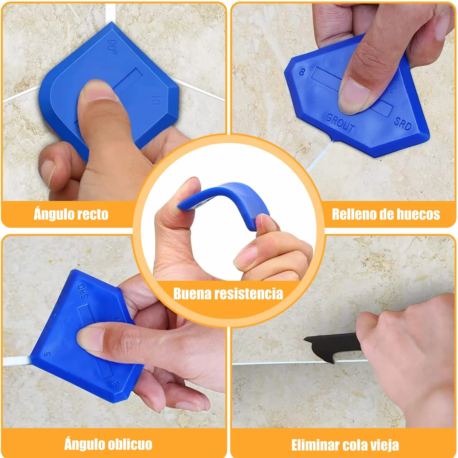 FOLAI Spatola per Silicone Raschietto Togli Silicone Spatole per Silicone Calafataggio Flex Kit Silicone 3 in 1 Spatola Silicone Sigillante Professionale con Grout Remove per Bagno,Cucina,Pavimento…