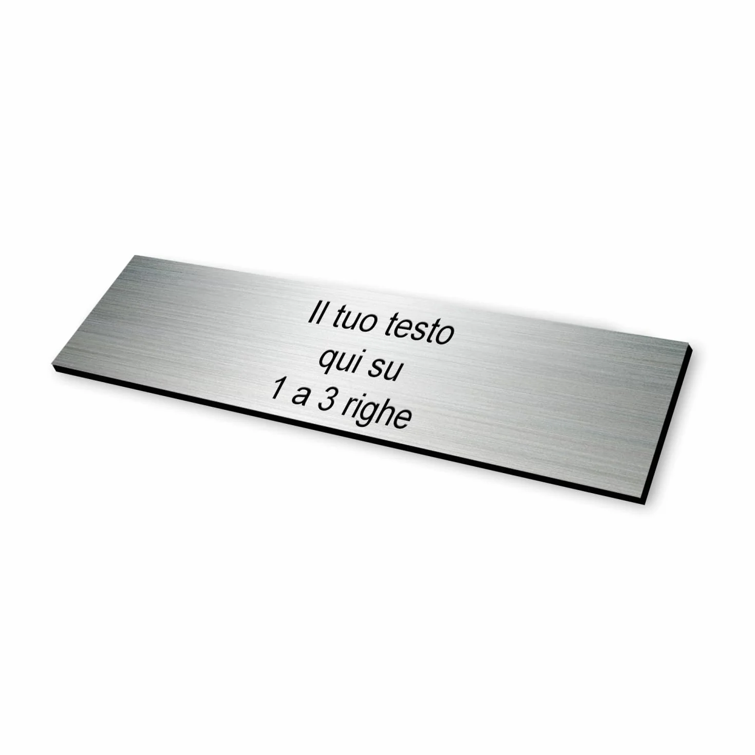 Targhetta incisa personalizzabile autoadesiva per codice CIN - alluminio spazzolato - formato 10 x 2,5 cm