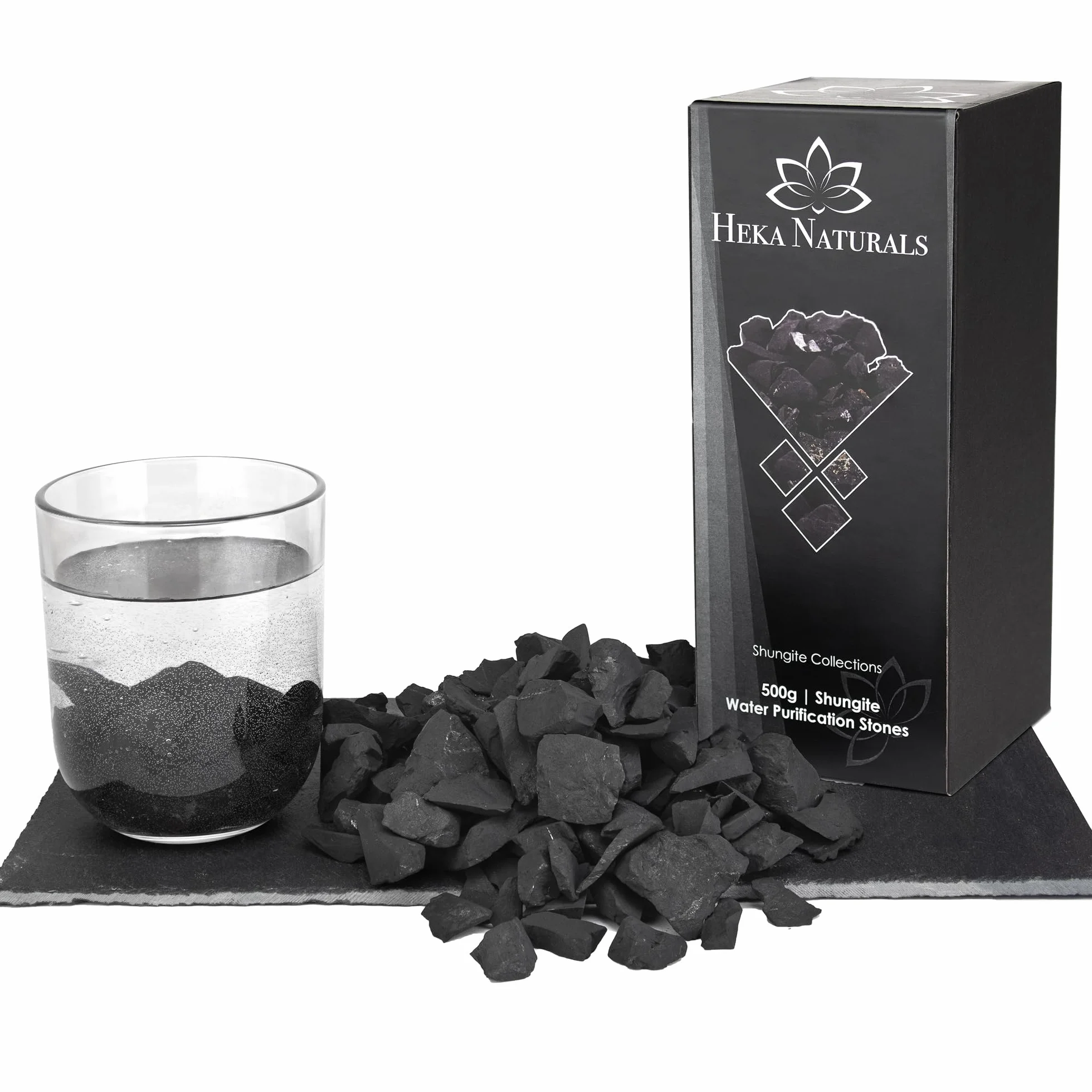 Heka Naturals Shungite Frammenti 500g Purificazione Acqua Cristalli
