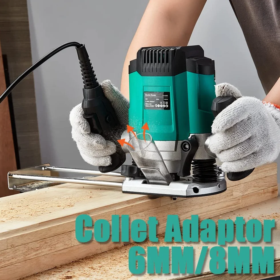 Fresatrice Verticale Elettrica 1200 W 16000-30000 RPM STANEW, Fresatrice per Legno Multifunzionale con Set di 12 frese,6 Velocità, Regolazione Della Profondità Della Fresa.