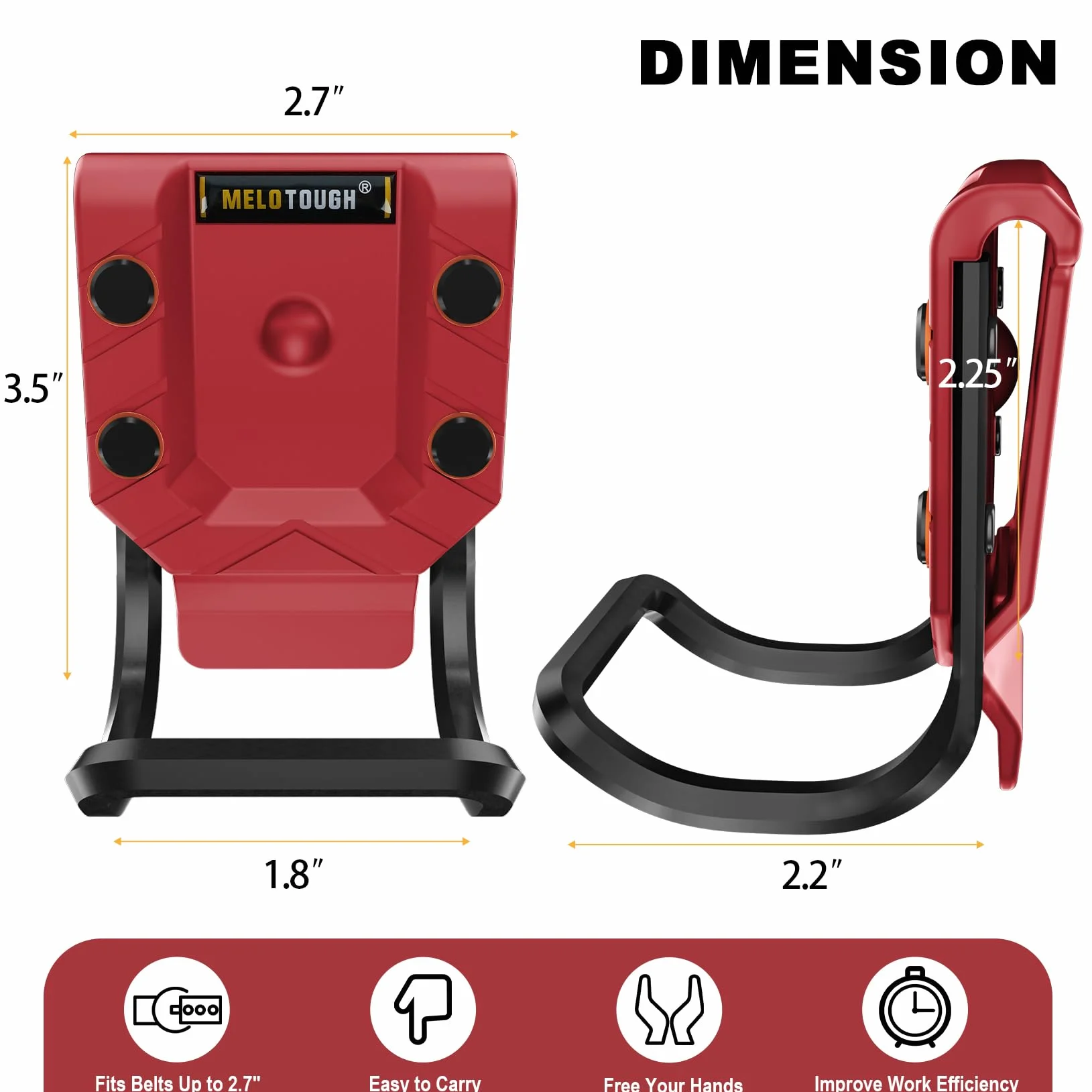 MELOTOUGH Porta martello per cintura degli attrezzi, fondina per martello, passante per martello, supporto per cintura per martello, adatto a cinture fino a 6,9 cm