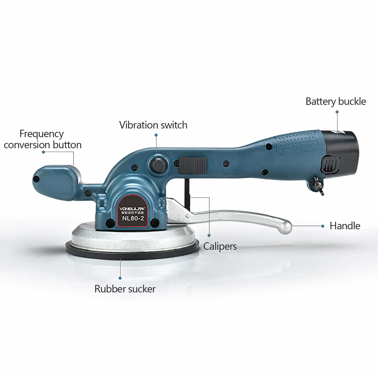 Macchina per piastrelle da 12 V a batteria con ventosa per piastrelle, aspiratore a vuoto per la posa di piastrelle e piastrelle da parete con 2 batterie