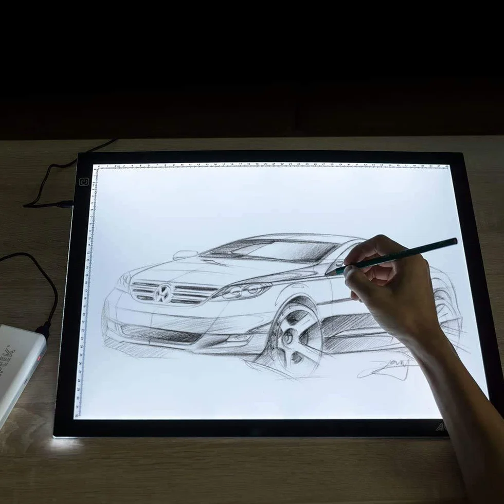 Tavoletta luminosa A3 Disegno LED Copia Board Ultra Sottile Stepless Luminosità, Controllo Tocco con Funzione Memoria Per Calligrafia Serigrafia Schizzo Animazione Stencil, Cavo USB(47*34.5*0.5CM)