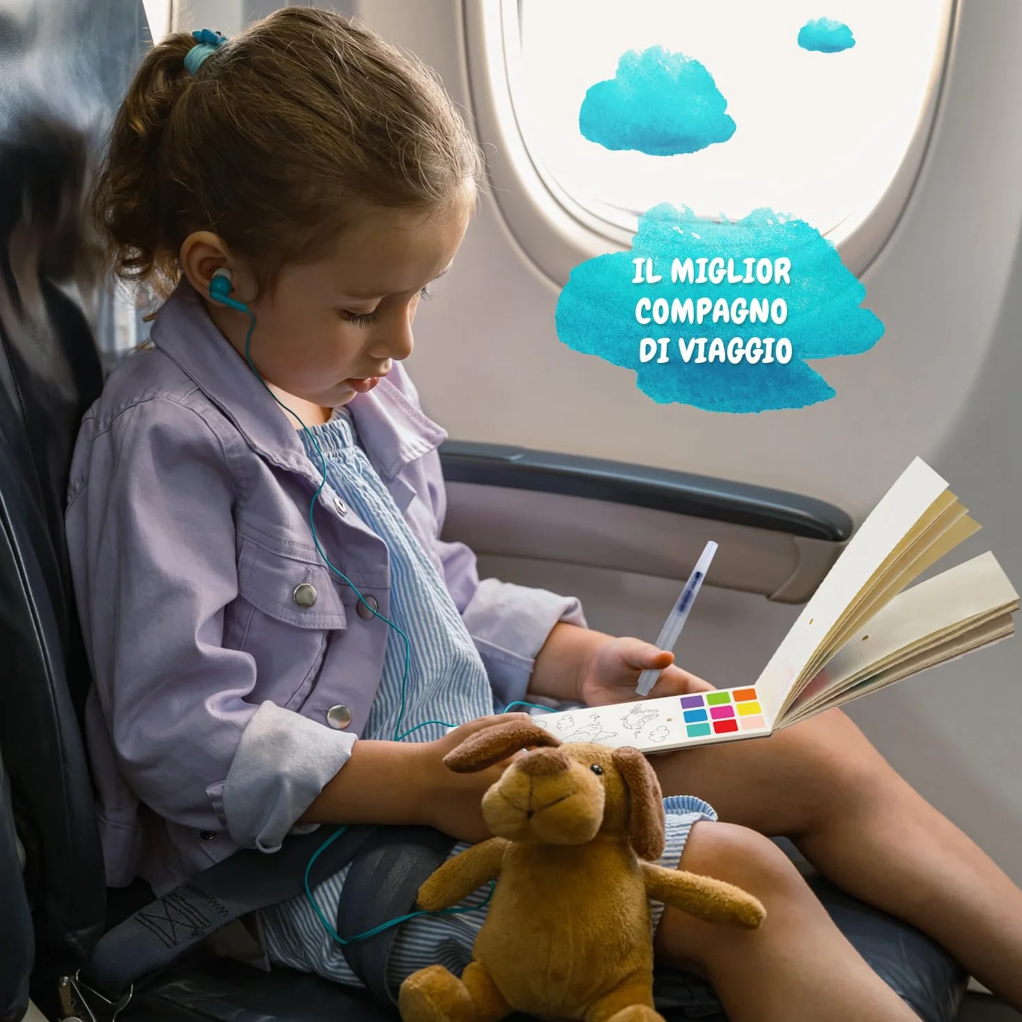 FESTICY Libro da Colorare ad Acqua per Bambini I 25 Pagine con Pennello Serbatoio I Giochi di Viaggio Senza Sporco I Regalo Compleanno 4+ Anni I Attività Educativa Creativa