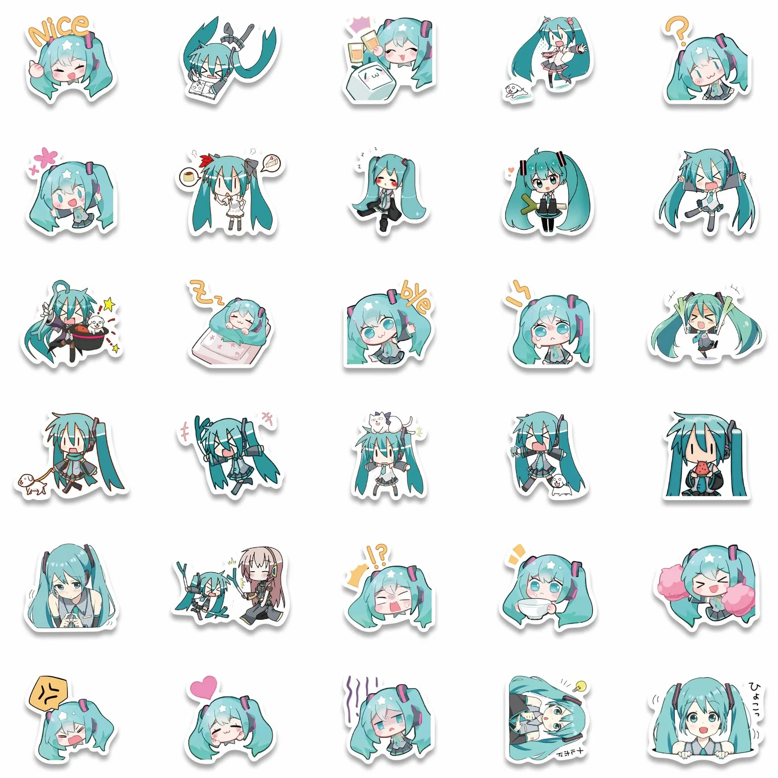 65 pezzi simpatici Hatsune Miku adesivi in ​​vinile per bottiglie d'acqua, bagagli, skateboard, paraurti, album, tazza, regalo adesivo per bambini, adolescenti, adulti