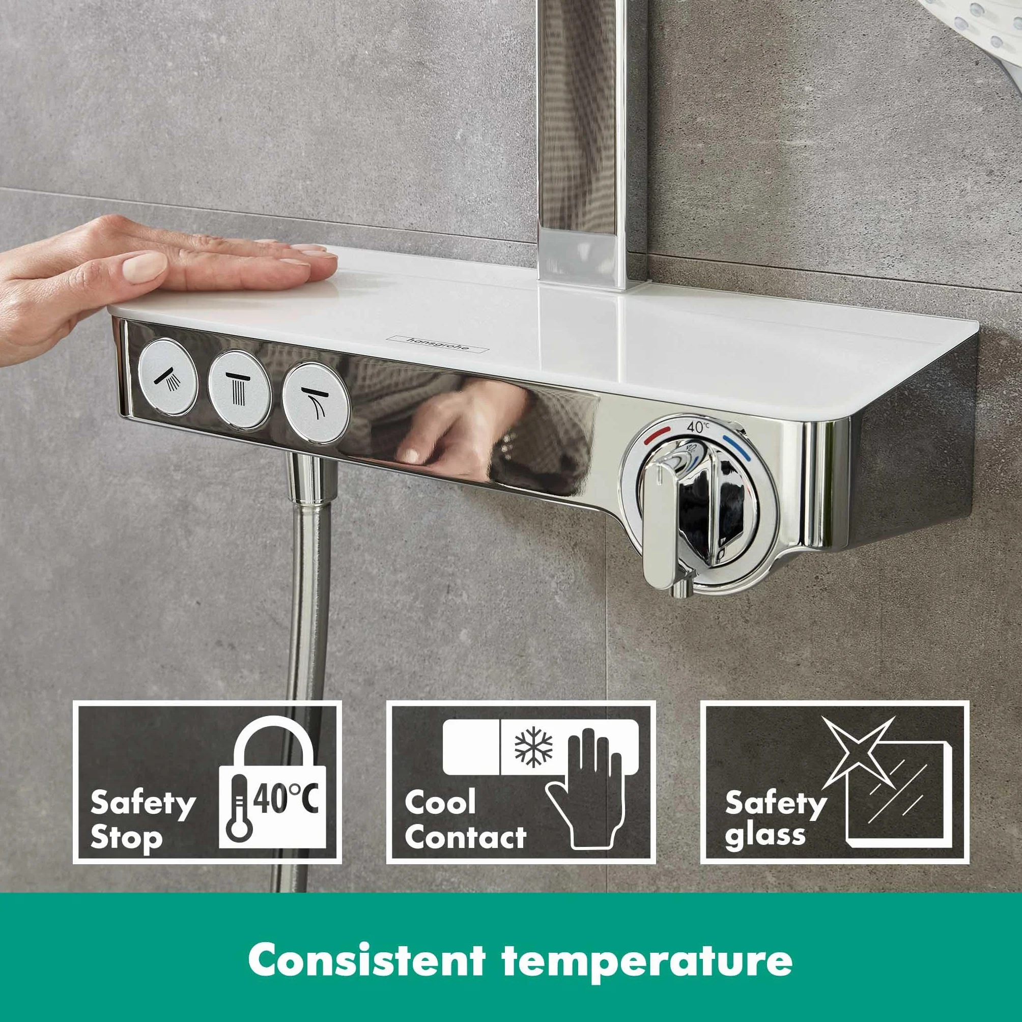 hansgrohe Raindance Select E Colonna doccia 230 3 tipi di getto con Showertablet Select 300, bianco/cromo, 27127400