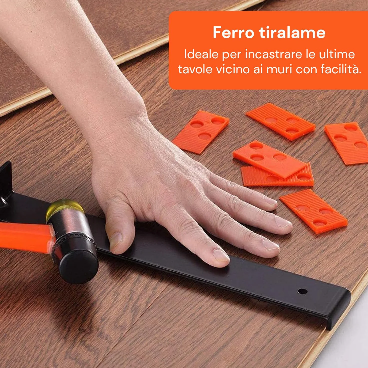 Avilia – Kit 43 Pezzi per Pavimento Laminato con Martello Ergonomico, Distanziatori a Cuneo, Blocco di Battuta e Tiralame per Installazione Fai-da-Te Precisa e Ordinata