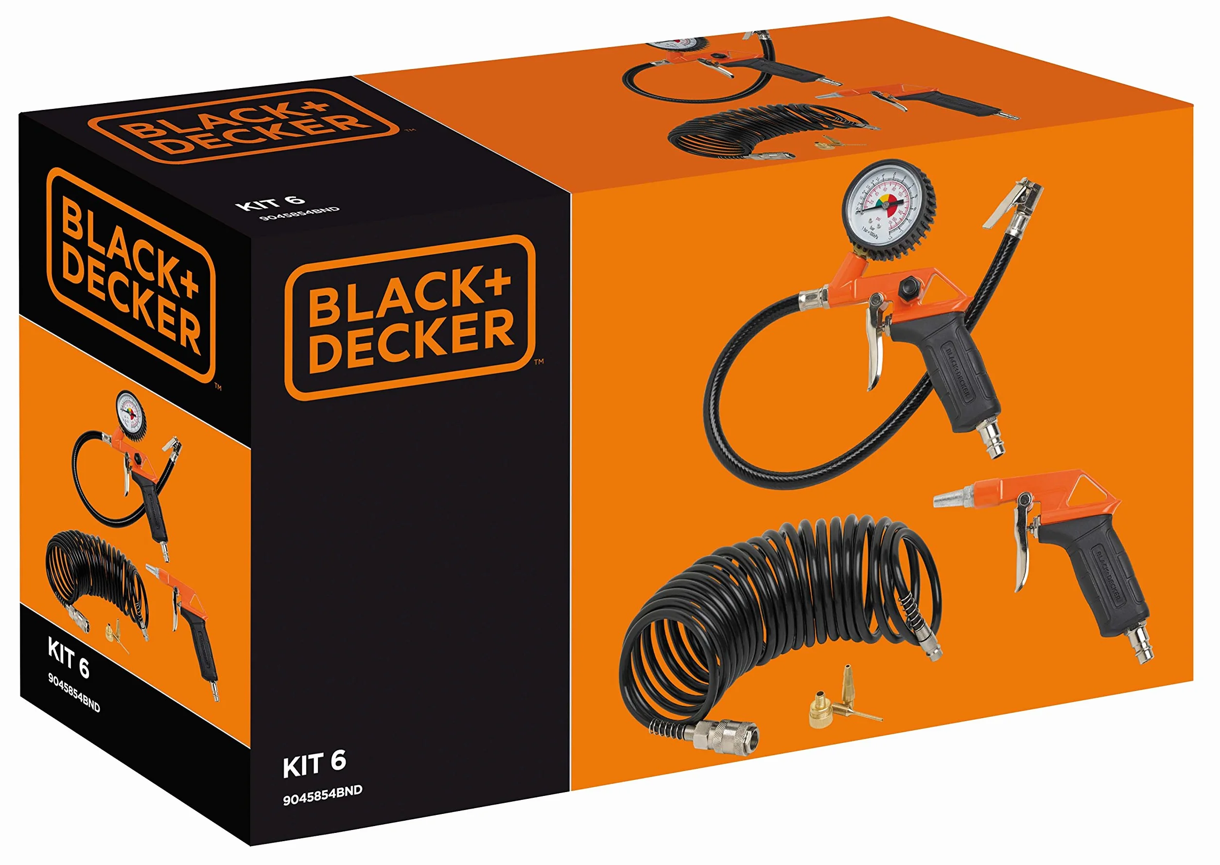 Black+Decker 9045854BND Accessori Compressore d'Aria, 230 V, Nero, BD KIT 6 PCS, Set di 6 Pezzi