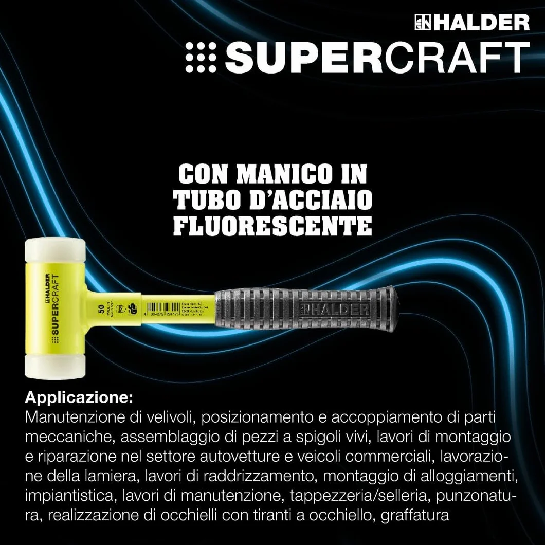 HALDER 3377.140 - Maza anti rebote metálico amarillo Supercraft Ø 40 mm
