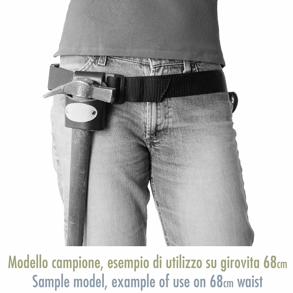 Porta Martello - in Vero Cuoio, Colore Nero, Rivetti Bruniti, Cintura Inclusa
