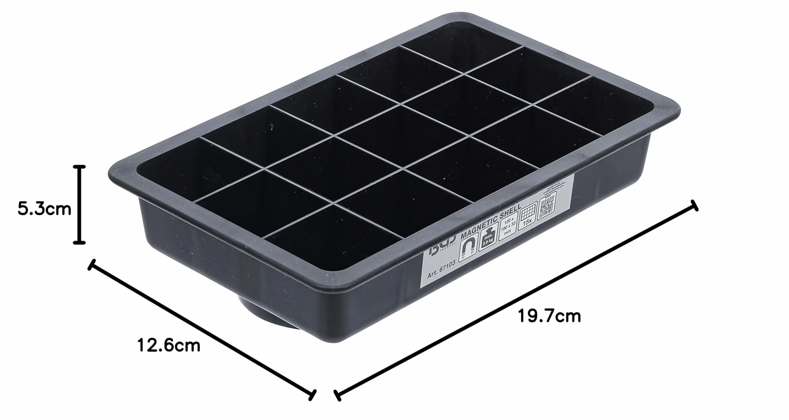 BGS 67103 | Vaschetta magnetica | 15 scomparti | 120 x 190 mm