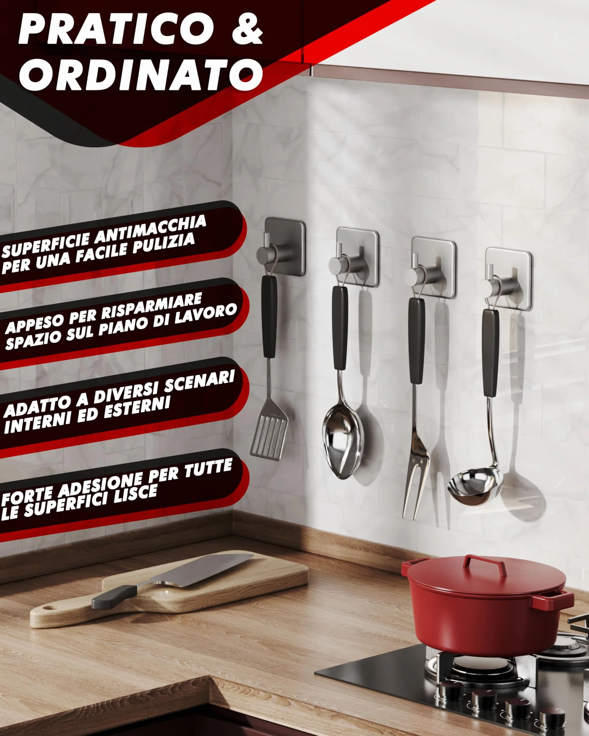 Auxmir Ganci Adesivi Appendi Accappatoio Bagno Acciaio Inox Impermeabile Antiruggine Autoadesivo Porta Asciugamani Argento