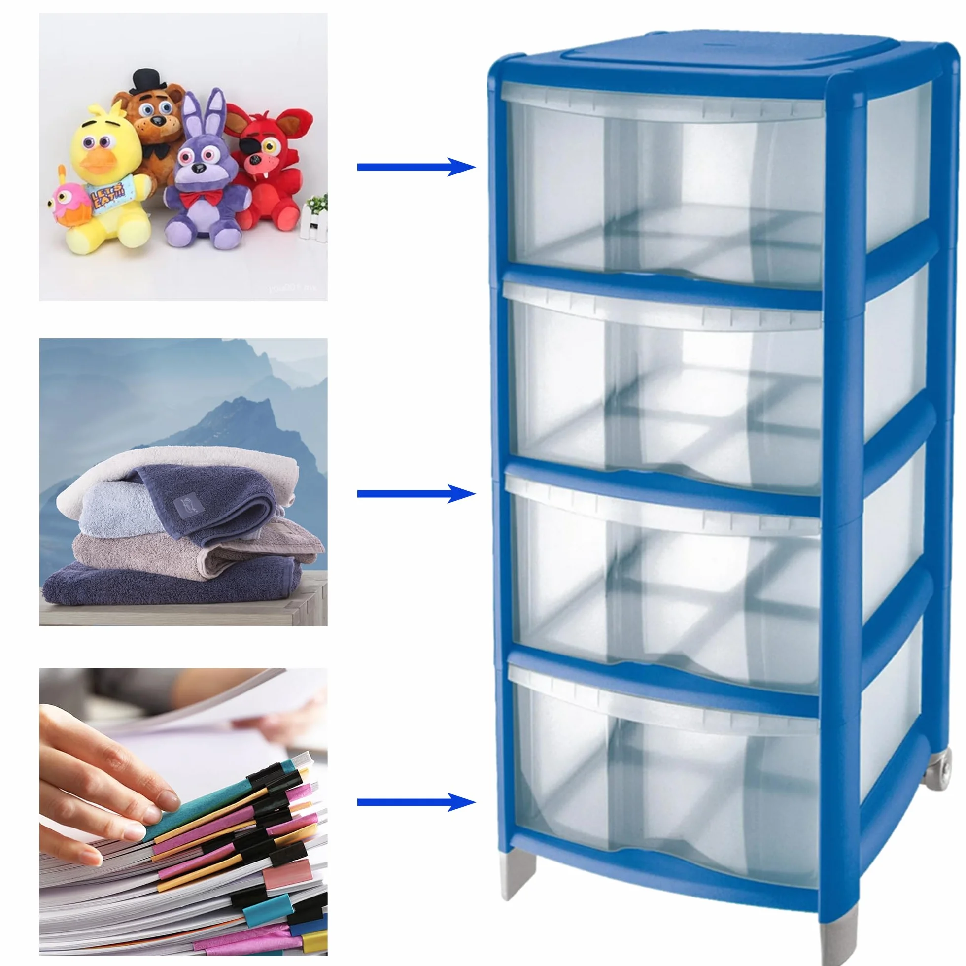 Tontarelli Cassettiera BAMBU' 4 Cassetti Delfin in Plastica (39.5X38.5X86H CM, OCEAN TRASPARENTE)