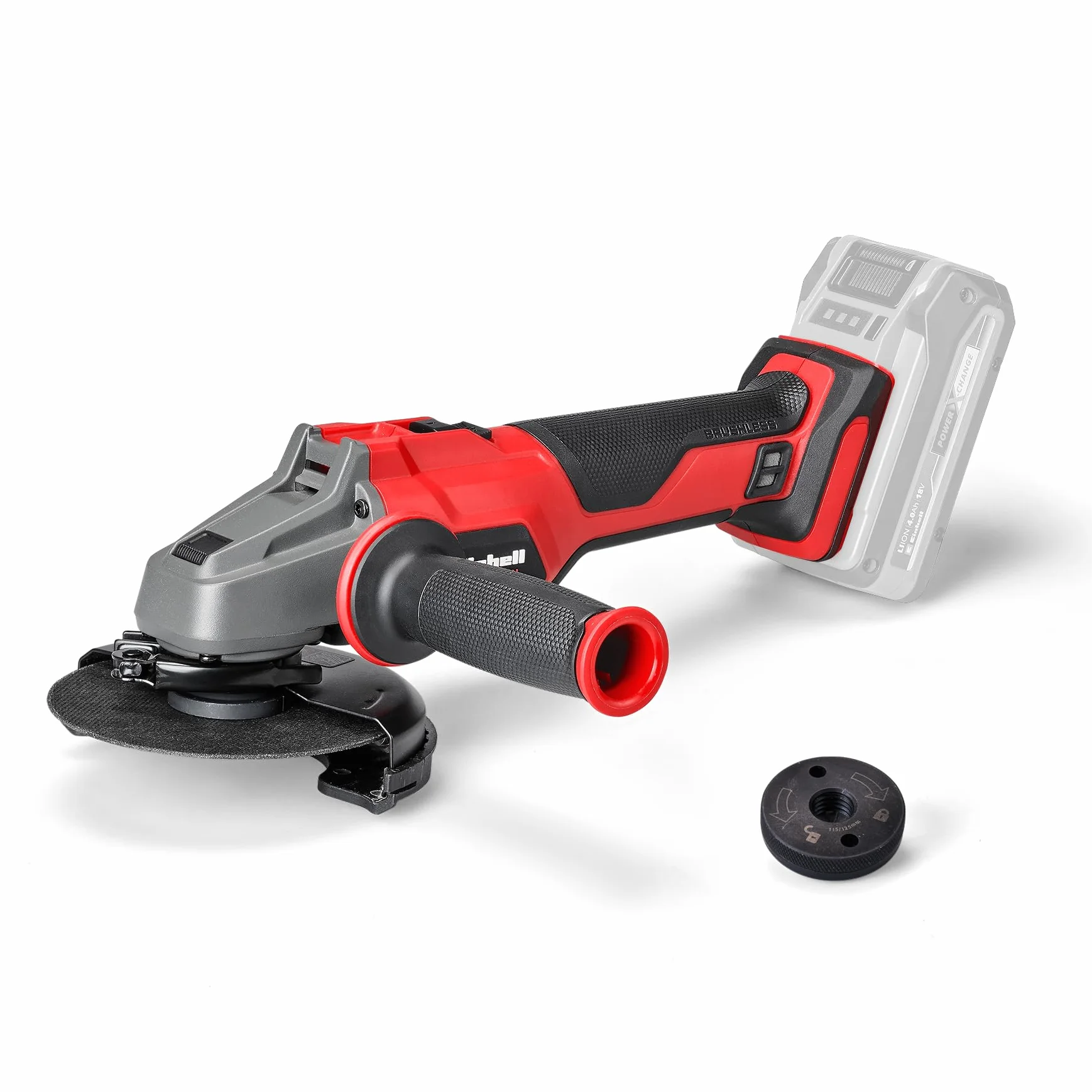 Einhell Smerigliatrice angolare a batteria AXXIO 18/115 Q Li-Solo Power X-Change (18V, 700 W, Ø 115 mm, profondità taglio 28 mm, brushless, Quick-Fix-Nut, disco da taglio e batteria esclusi)