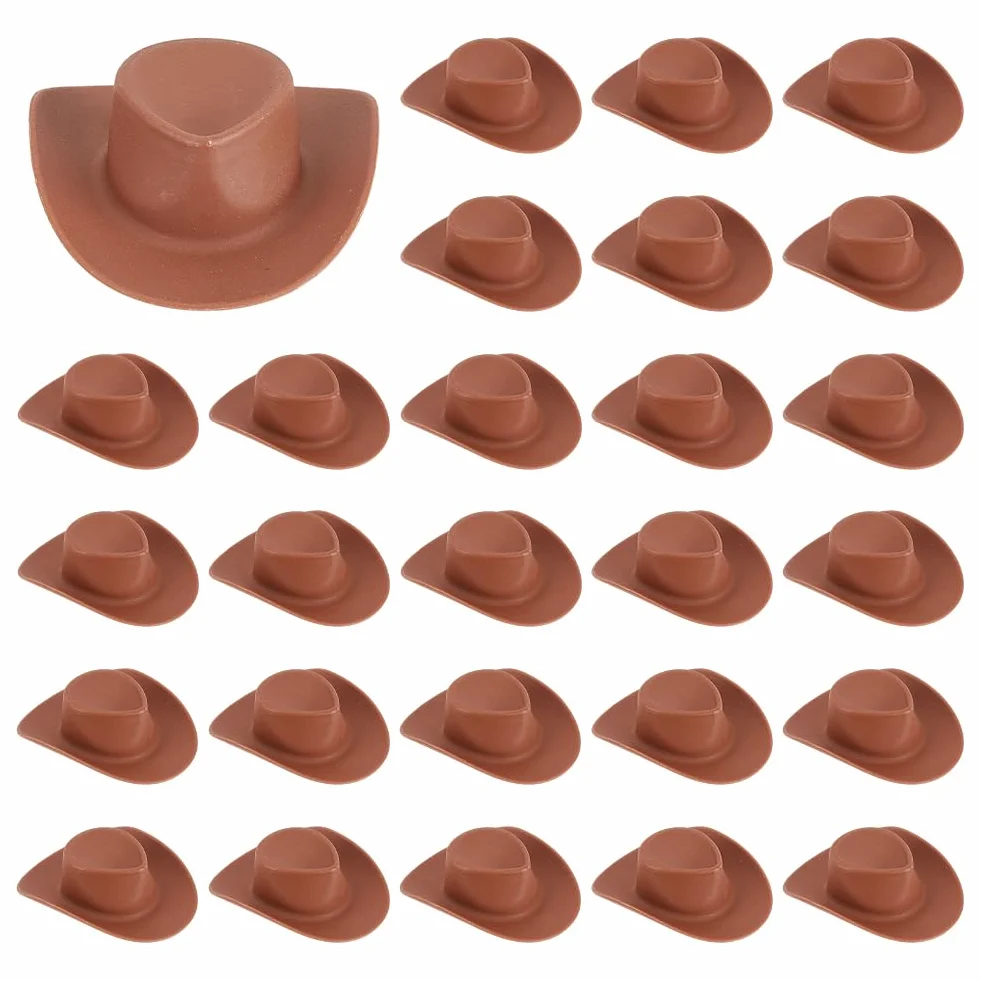 DICOSMETIC Mini cappello da cowboy occidentale, in plastica, marrone, in miniatura, per decorare la casa delle bambole, accessorio per feste