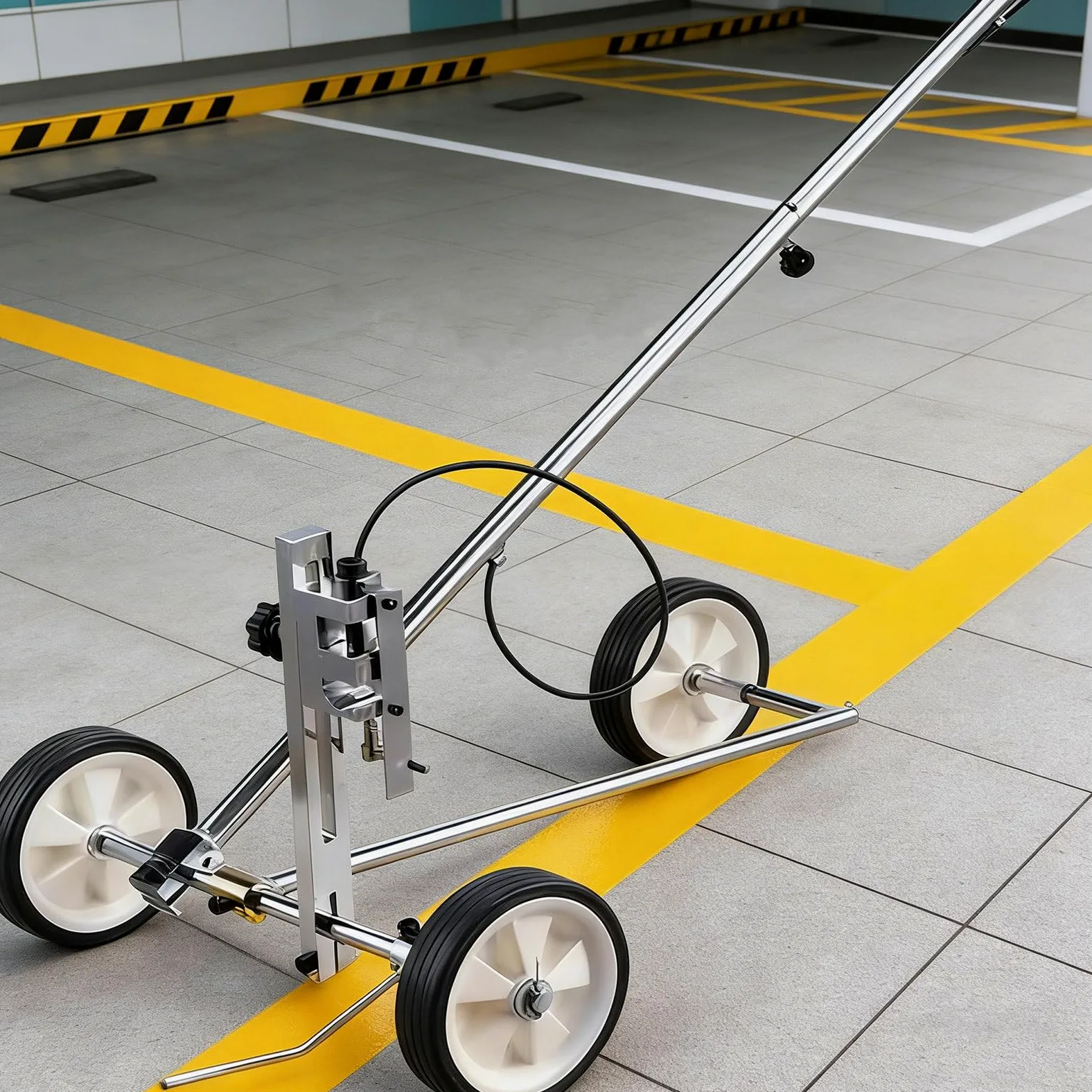 Macchina per la marcatura stradale, efficiente, a pressione manuale, con vernice spray a freddo, per marcature accurate su strade e piste d'erba, marcatore di linee di trasferimento delle ruote