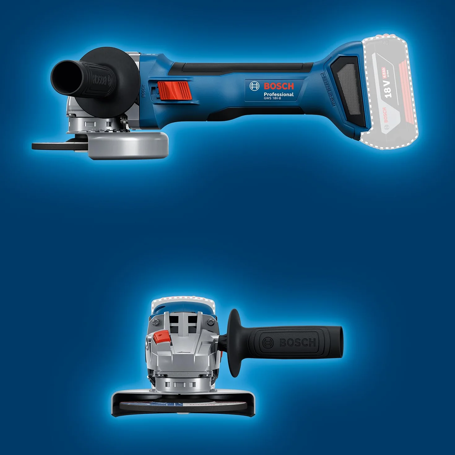 Bosch Professional 18V System Smerigliatrice angolare a batteria GWS 18V-8 (diametro disco 125 mm, senza batteria/caricabatteria)
