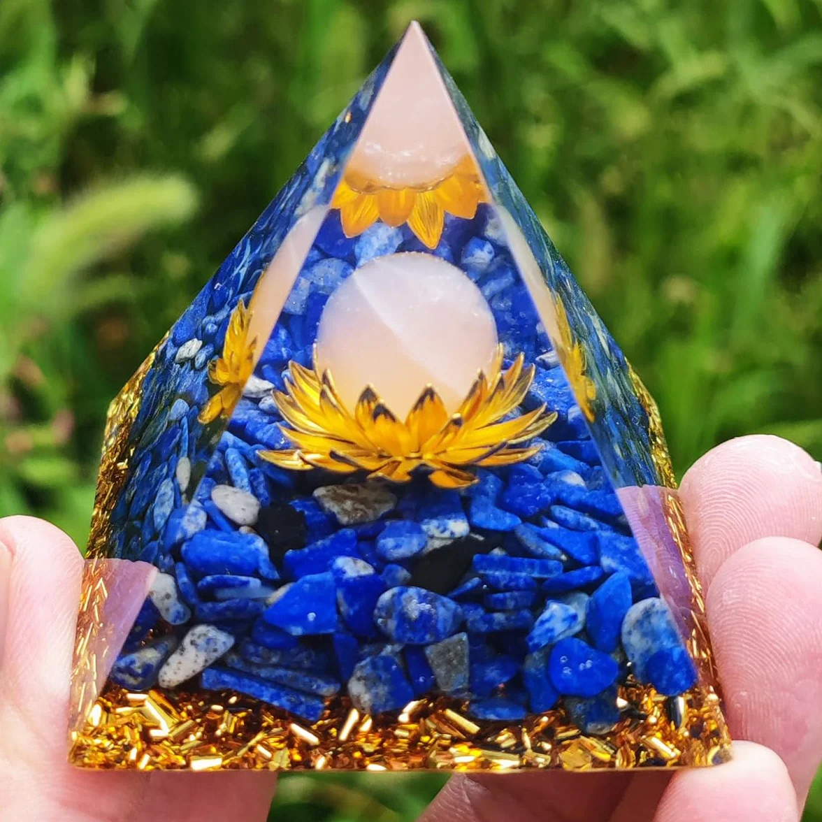 Piramide di Orgonite Ametista Cristallo per Meditazione Guarigione Chakra Yoga