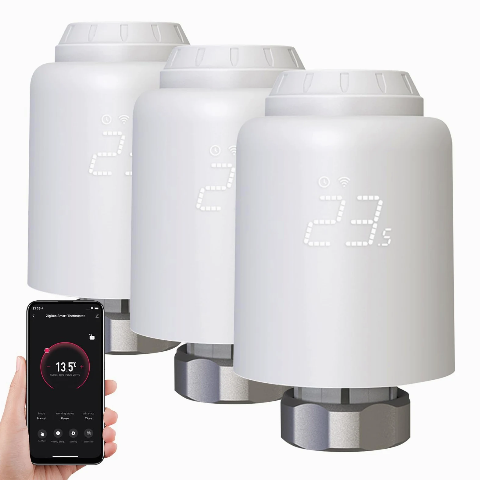 Termostatica Intelligente, Termostato da Radiatore | Valvola Termostatica WiFi, Termostatica per Termosifoni Riscaldamento con App, Compatibile con Alexa/Google Assistant