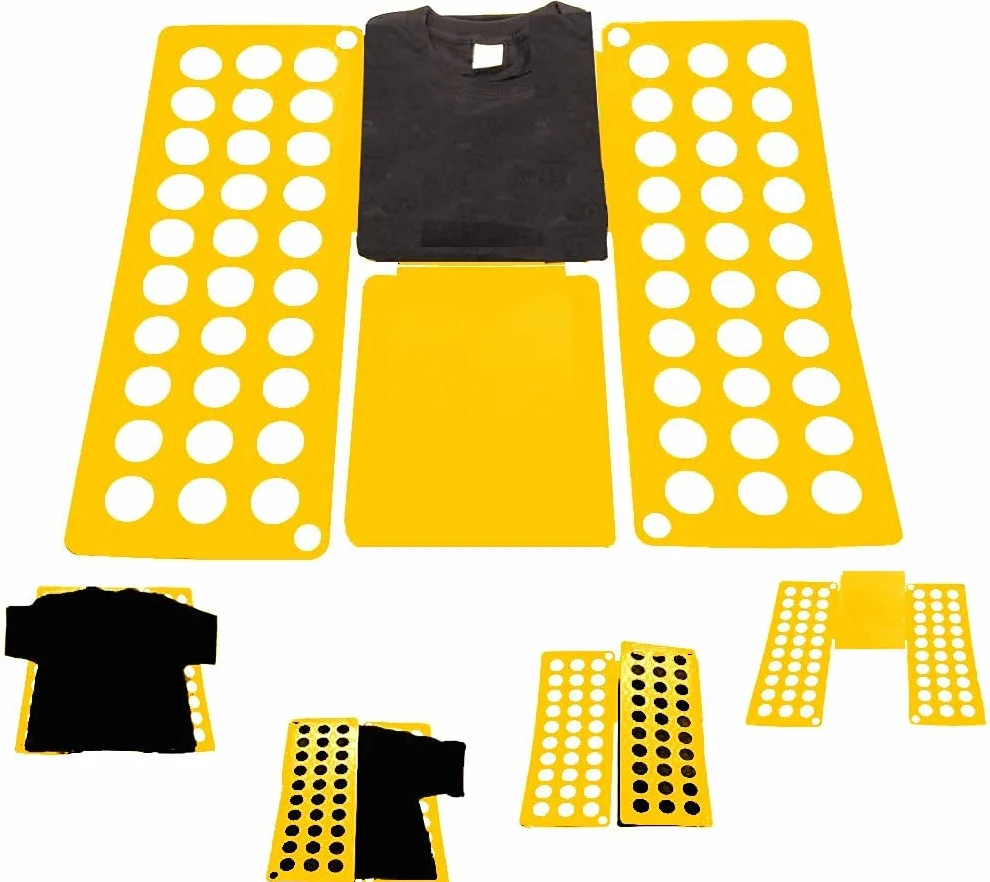 2 Pezzi Piega Abiti, Piega Indumenti Adulti Bambini Piega Magliette Piega Camicie Organizzatore Piega Vestiti Fast Folder Piega Magliette per Piegare Camicie(Blu+Giallo)