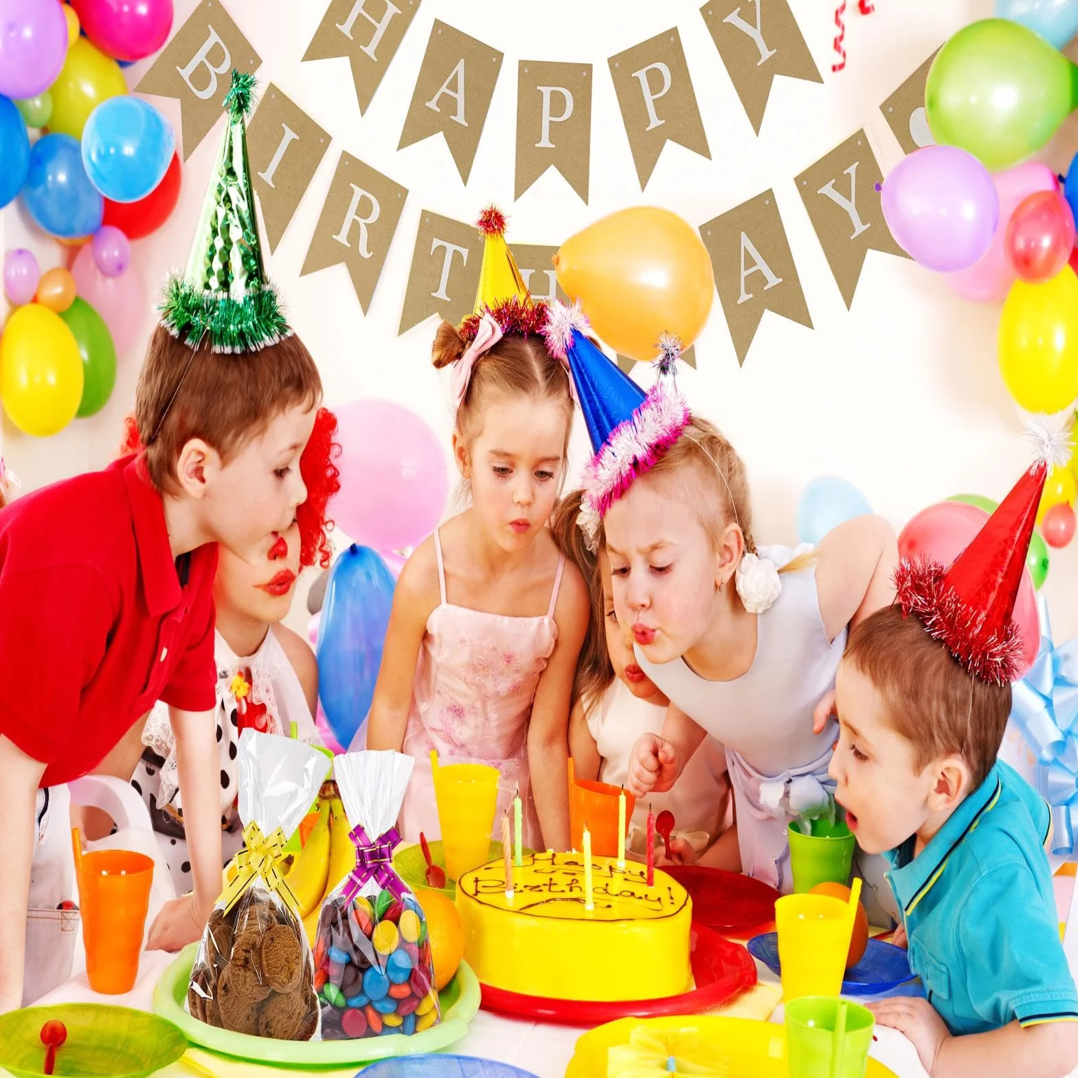 Sacchetti di Cellophane 100 Pezzi - Sacchetti Regalo Trasparenti di 2 Misure Con 100 Fiocchi di Colori Misti e Lacci per l'Imballaggio