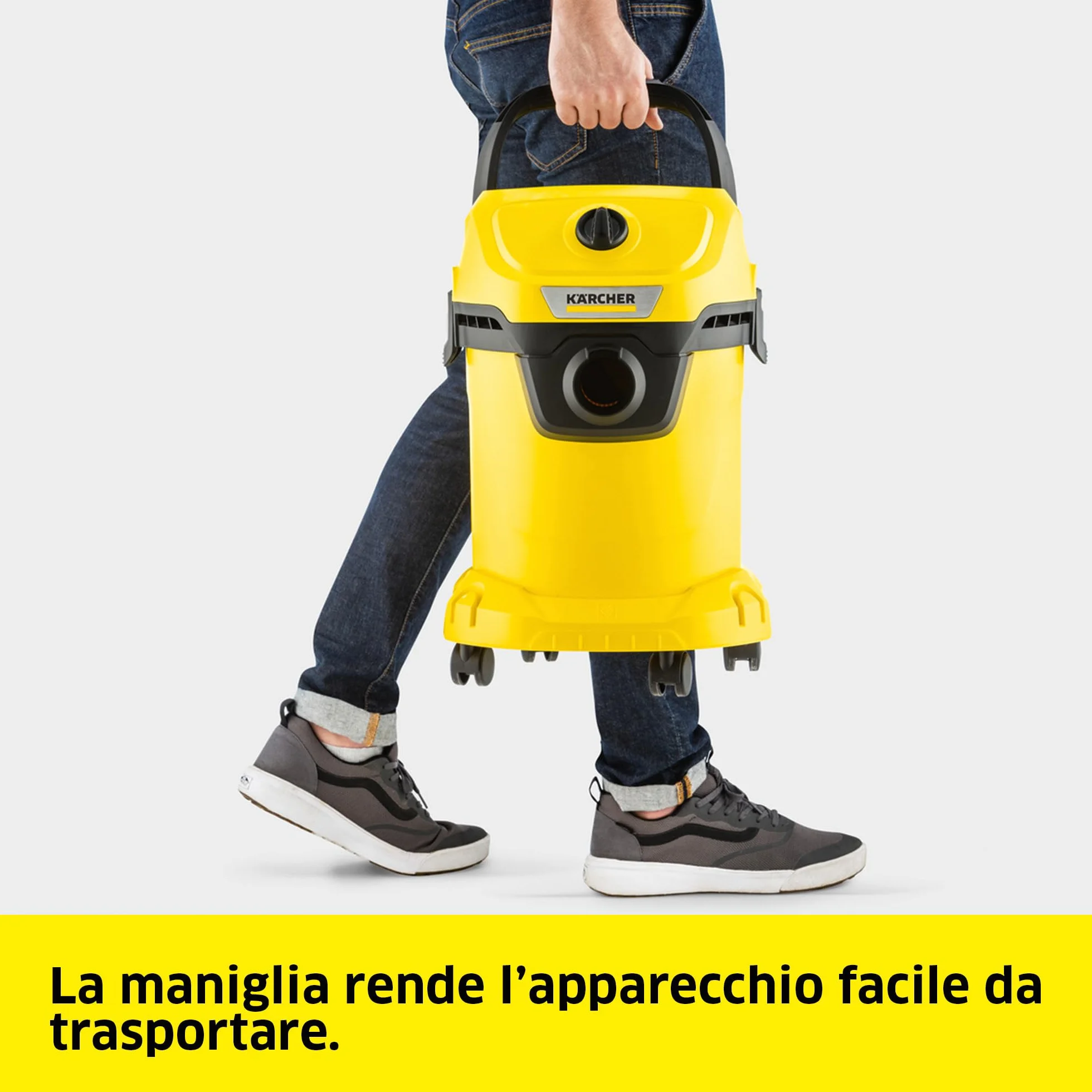 KÄRCHER aspiratore solidi liquidi WD 3 V-17/4/20, funzione soffiante, 1000 W, contenitore in plastica 17 l, tubo 2 m, con filtro a cartuccia, filtro in vello, bocchette per pavimenti e fessure