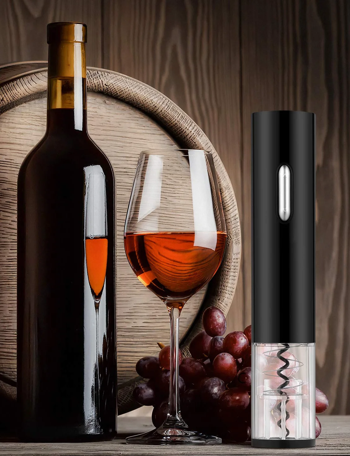 GHB Cavatappi Elettrico per Vino 8 in 1 Apribottiglie Elettrico con Base,Taglierina, Versatore,Tappo Regalo per Gli Amanti del Vino