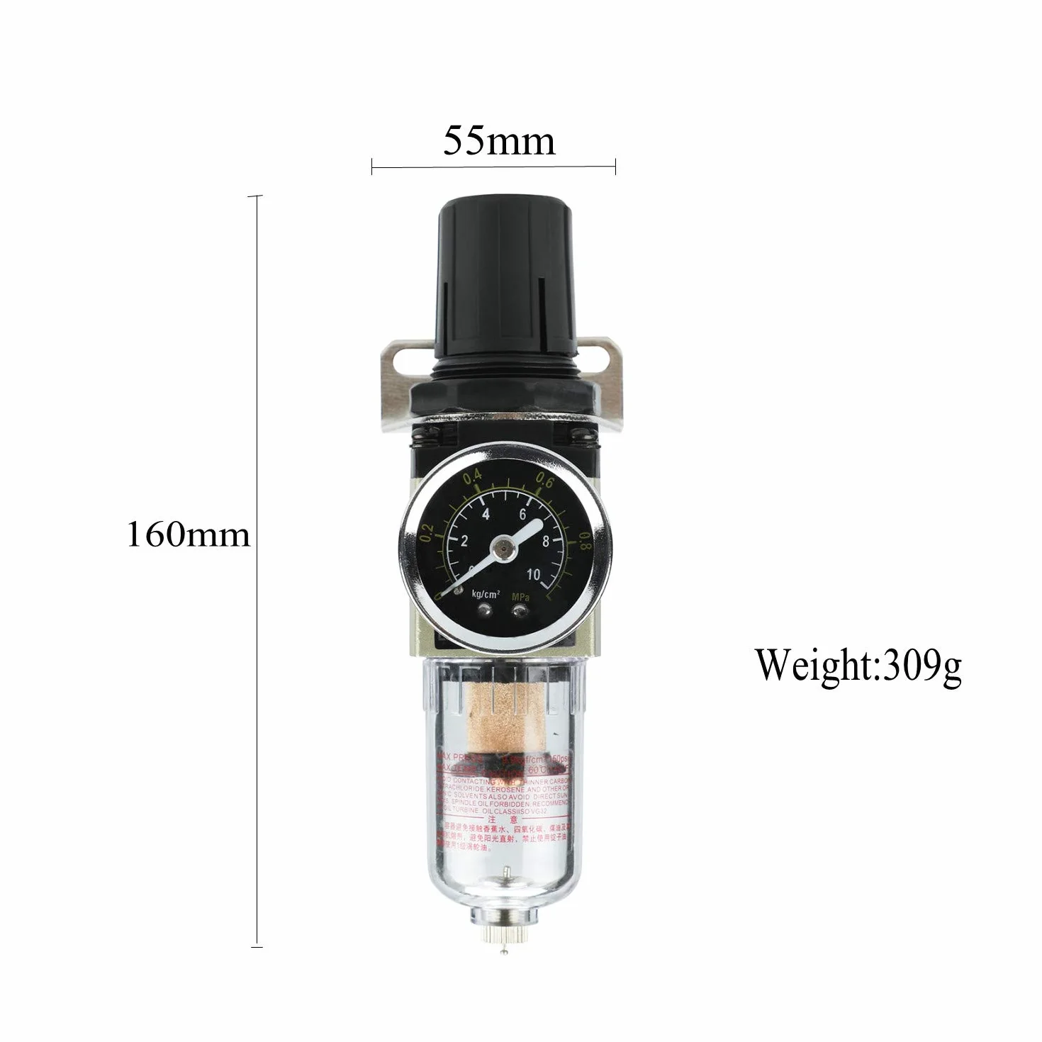 Nuovo separatore d'acqua Riduttore di pressione Regolatore d'aria compressa per compressore d'aria compressa, filtro 1/4 di pollice