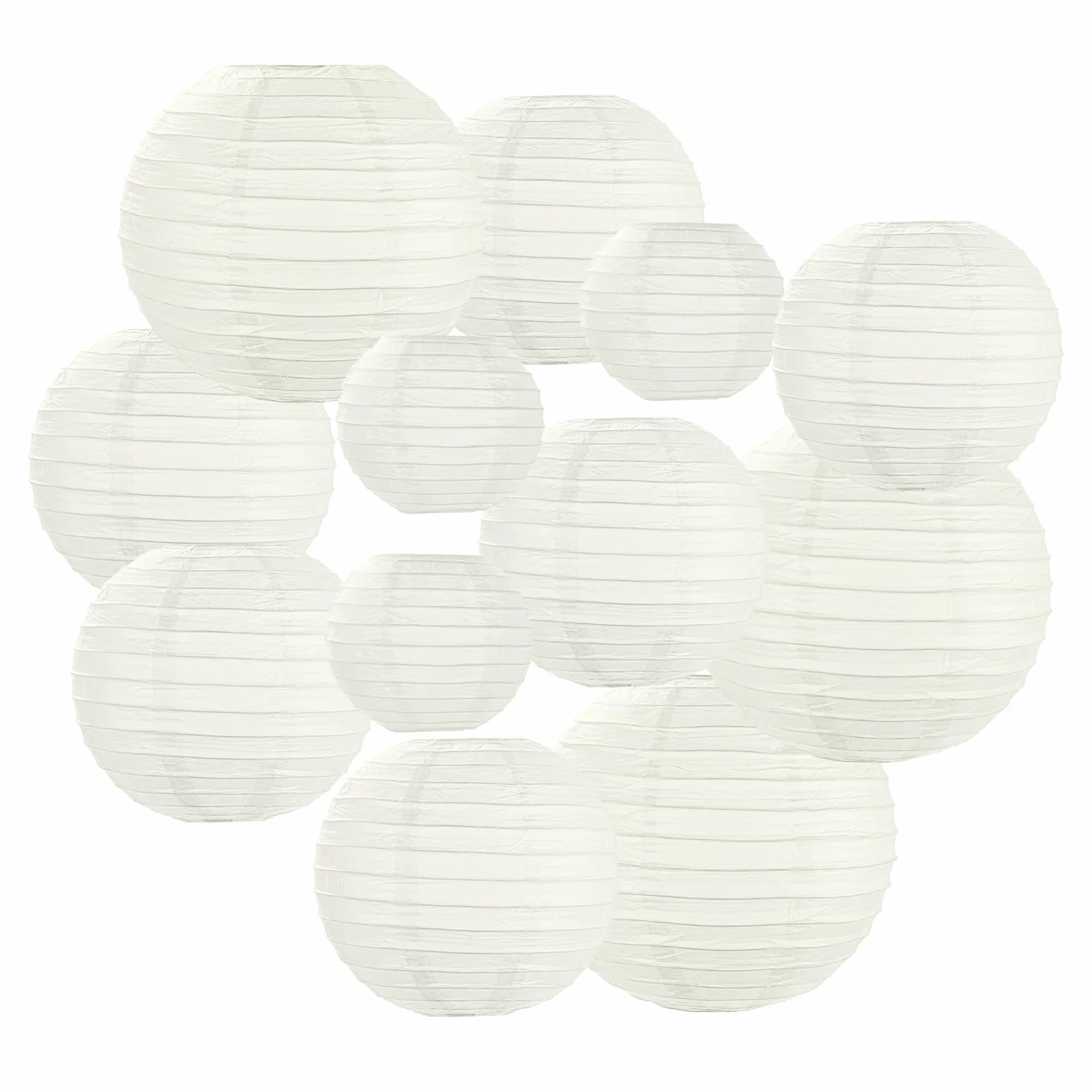 Lanterne di carta Bianco, 12 Lanterna di Carta Rotonde da Appendere, 10, 15, 20, 25 cm Lanterne Cinesi da Decorazione per decorazioni per la casa, feste, matrimoni, festival (Bianco)