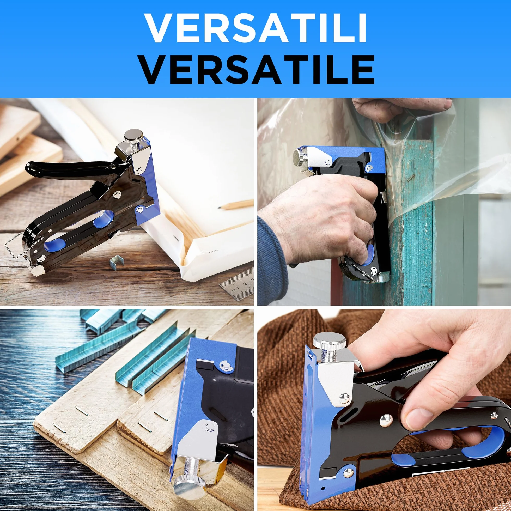 Set Graffatrice 5 in 1 - Graffatrice Pesante + 1500 Punti + Levapunti per Legno, Tessuto, Rete Metallica - Costruzioni, Artigianato, Tappezzeria