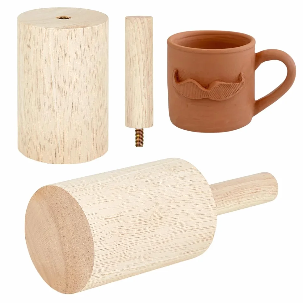 BENECREAT Da 220x80 mm Stampi per Ceramica per Tazze, Strumenti per Ceramica In Legno con Manico Set di Stampi per Ceramica per Tazza In Porcellana Modellabile In Legno con Costola,Christmas Coppa