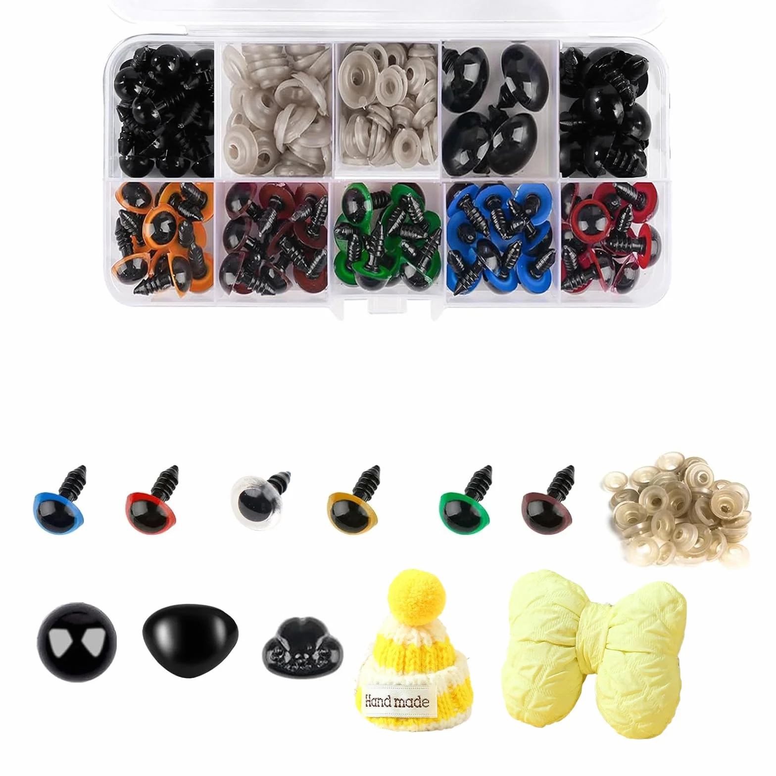 40 Pezzi Occhi di Sicurezza per Animaletti all'Uncinetto (10-20mm) – Occhi Colorati con Sciarpa, Cappello & Pacchetto per Bambola, Peluche, Accessorio per Uncinetto & Materiale per Fai da Te