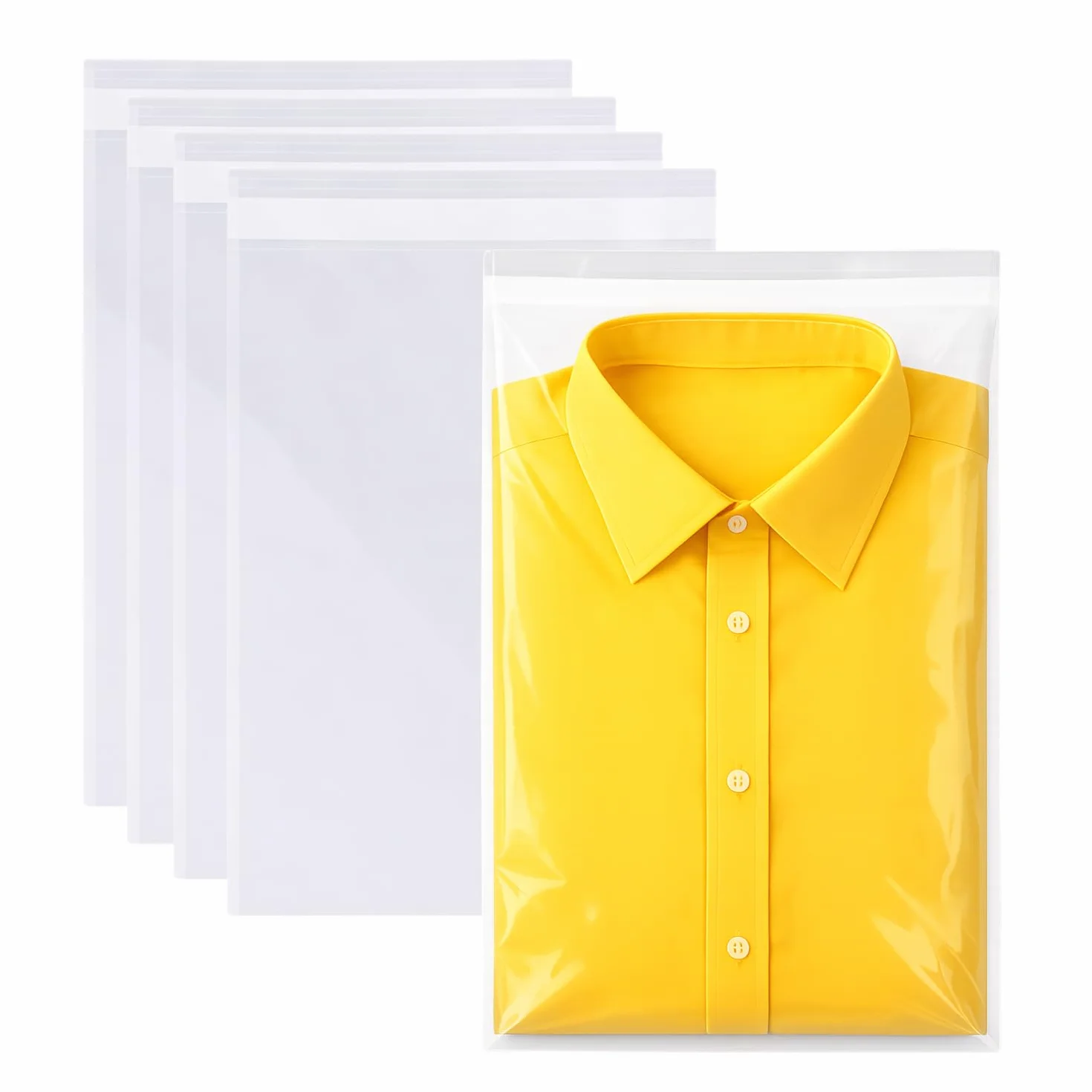 Virsus 100 Buste Cellophane Trasparenti per Indumenti t- Shirt Camice 35 x 50 + 5 cm Labbro Aletta Autoadesiva Idea Regalo Confezionare Oggetti Dolci Gioielli Collane