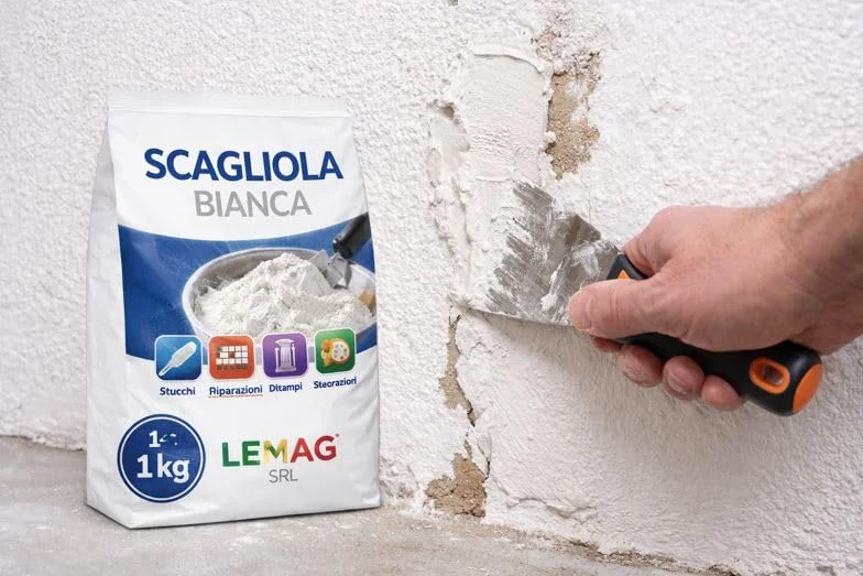 Scagliola Bianca 1 kg – Gesso Fine per Stucchi, Riparazioni, Stampi e Decorazioni – LEMAG SRL