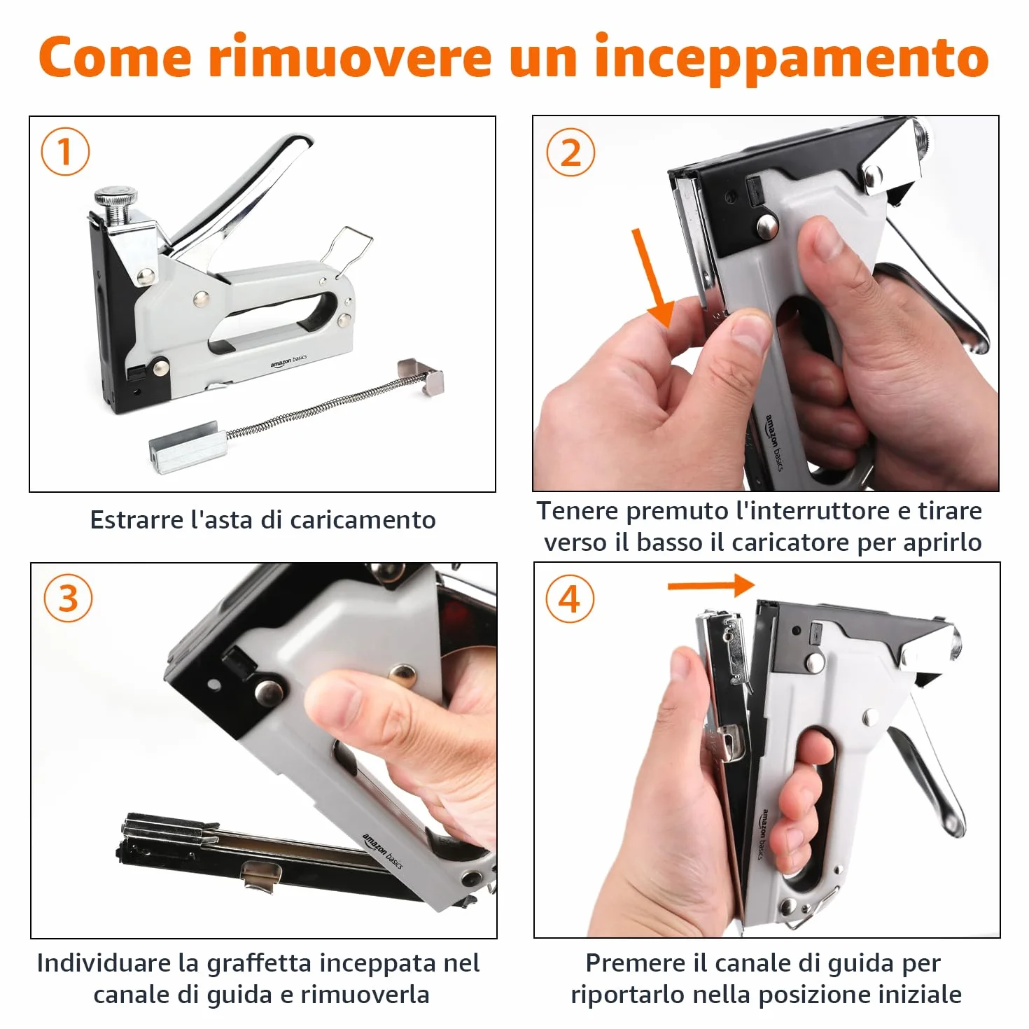 Amazon Basics Graffettatrice robusta, sparapunti 3 in 1 con 600 graffette, per tappezzeria, riparazioni domestiche, falegnameria, decorazioni e mobili, Grigia