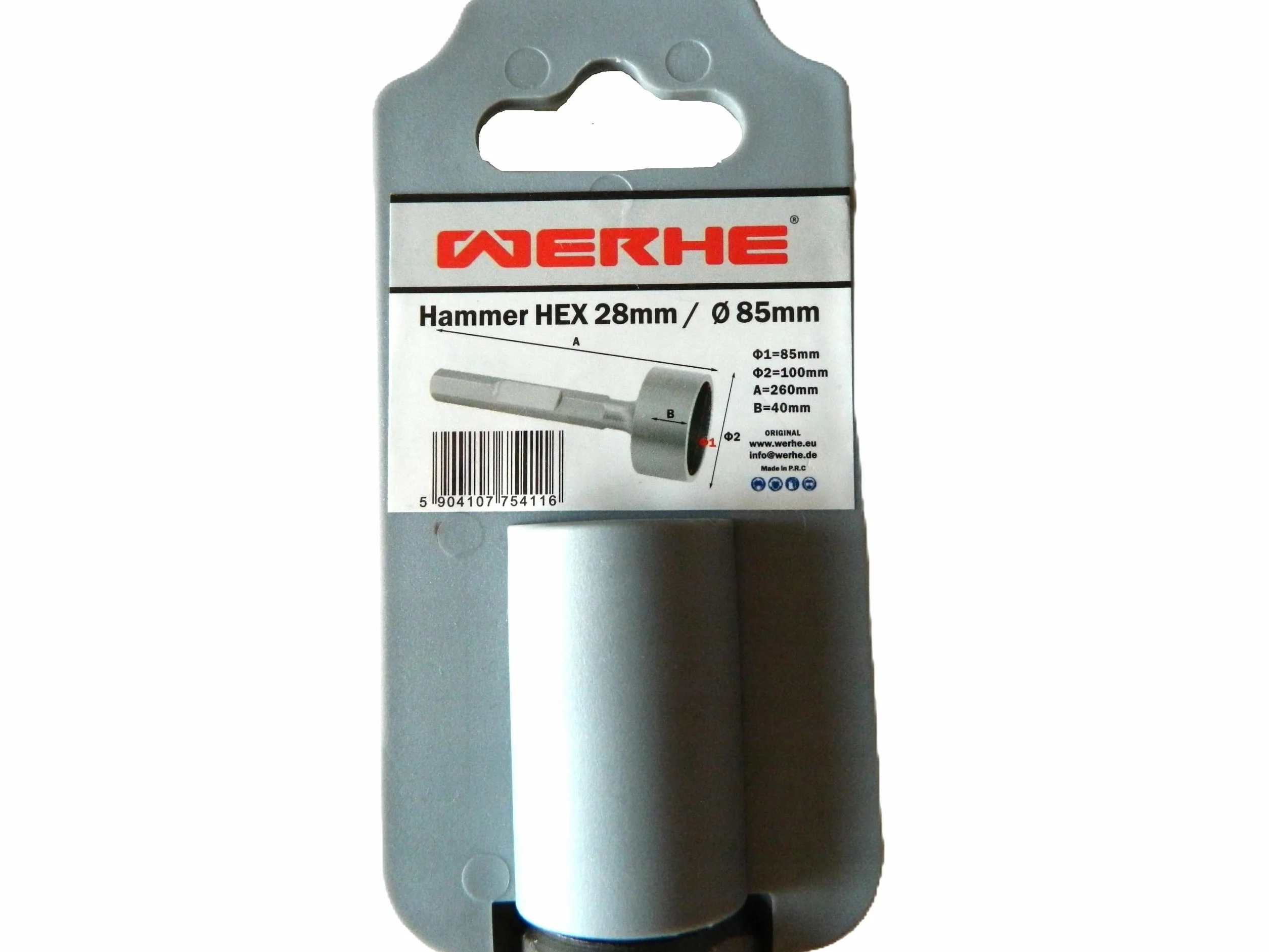 WERHE Battipalo per picchetti HEX28 Ø85mm 100x260mm – Robusto battitore per dispersori profondi e pali – Compatibile con martelli demolitori – Ausilio professionale per l’edilizia