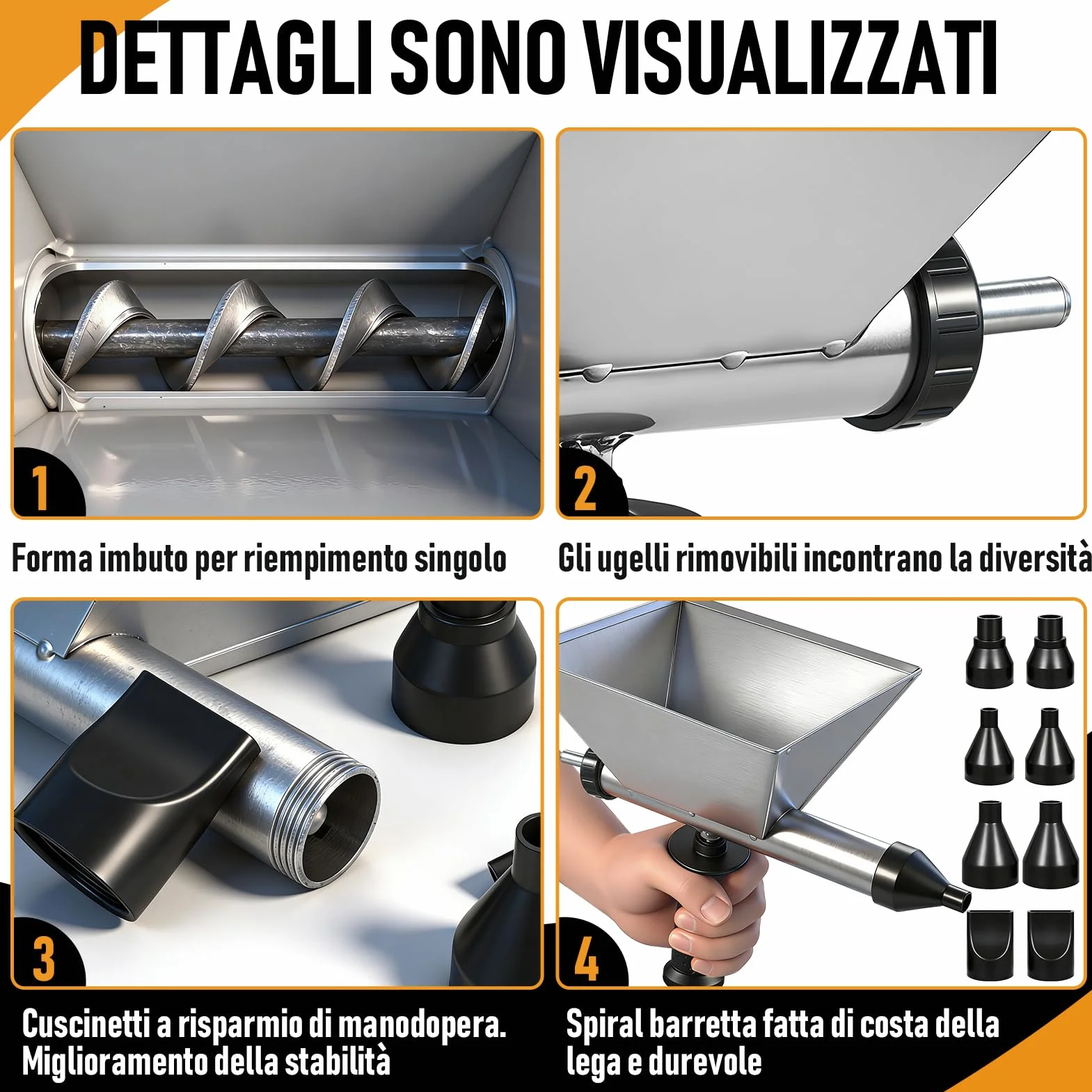 Siringa Elettrica per Malta con 8 Ugelli Rimovibili+2 Manici Antiscivolo, Pistola per Malta Elettrica Portatile, Miscelatore per Malta per Giunti di Malta Muri e Pavimenti in Pietra