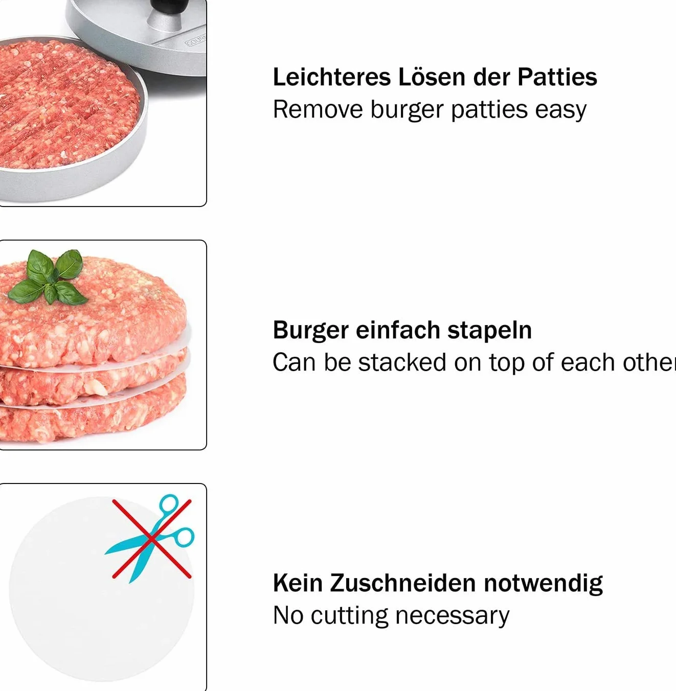 Dischi per hamburger, 500 pezzi, rotondi, 12 cm, carta pergamena antiaderente per hamburger e macchine per pasticceria | Fogli di cera per hamburger, hamburger, polpette