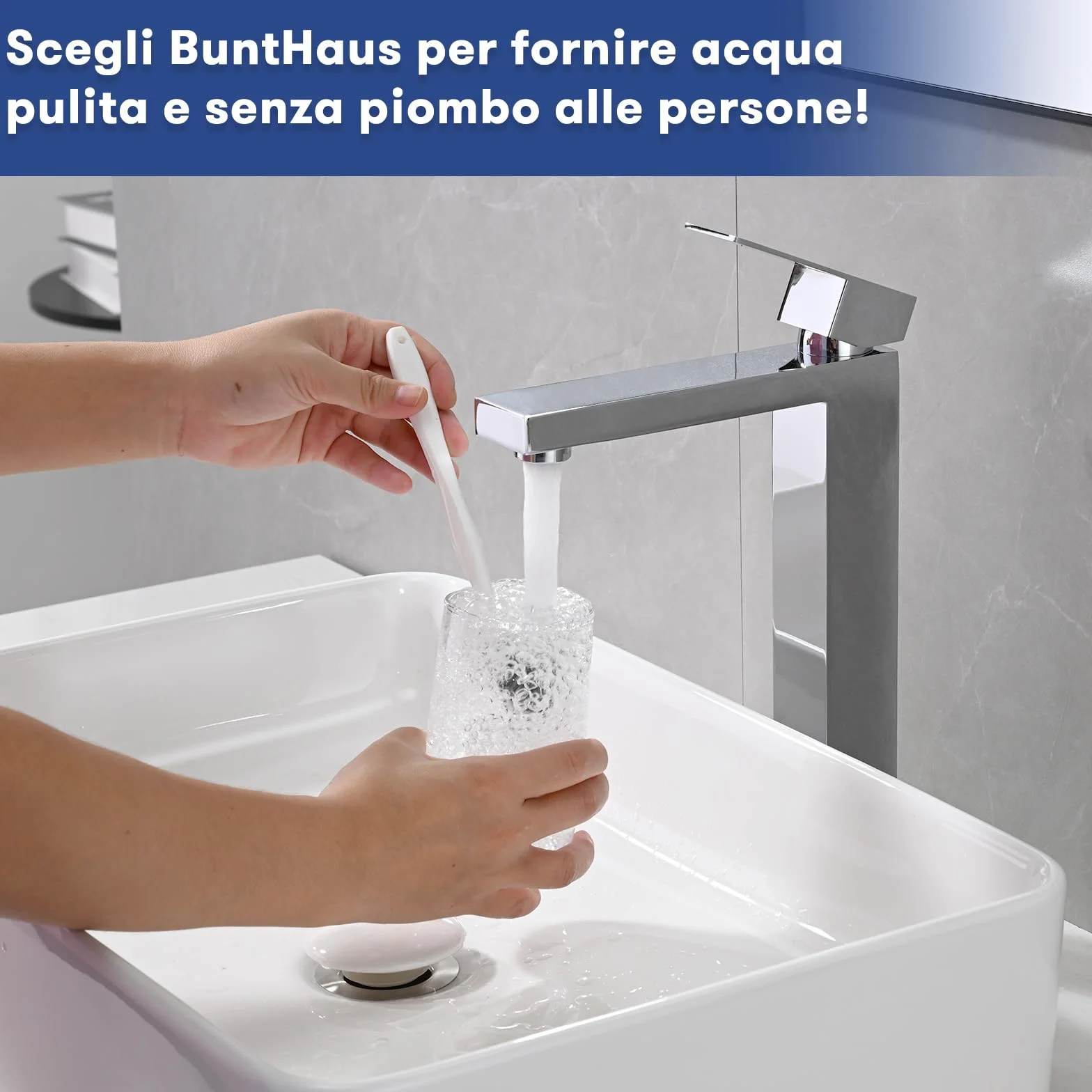 Rubinetto da Bagno Cromato, Miscelatore Lavabo Alto, Rubinetto Lavabo per Bagno, Miscelatore Acqua Calda e Fredda Regolabile, Acciaio Inossidabile (Argento)